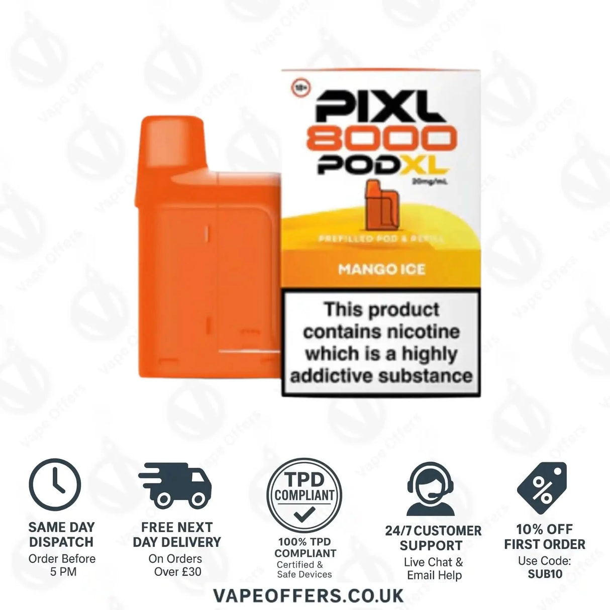 PIXL 8000 Prefilled Vape Pod Mango Ice