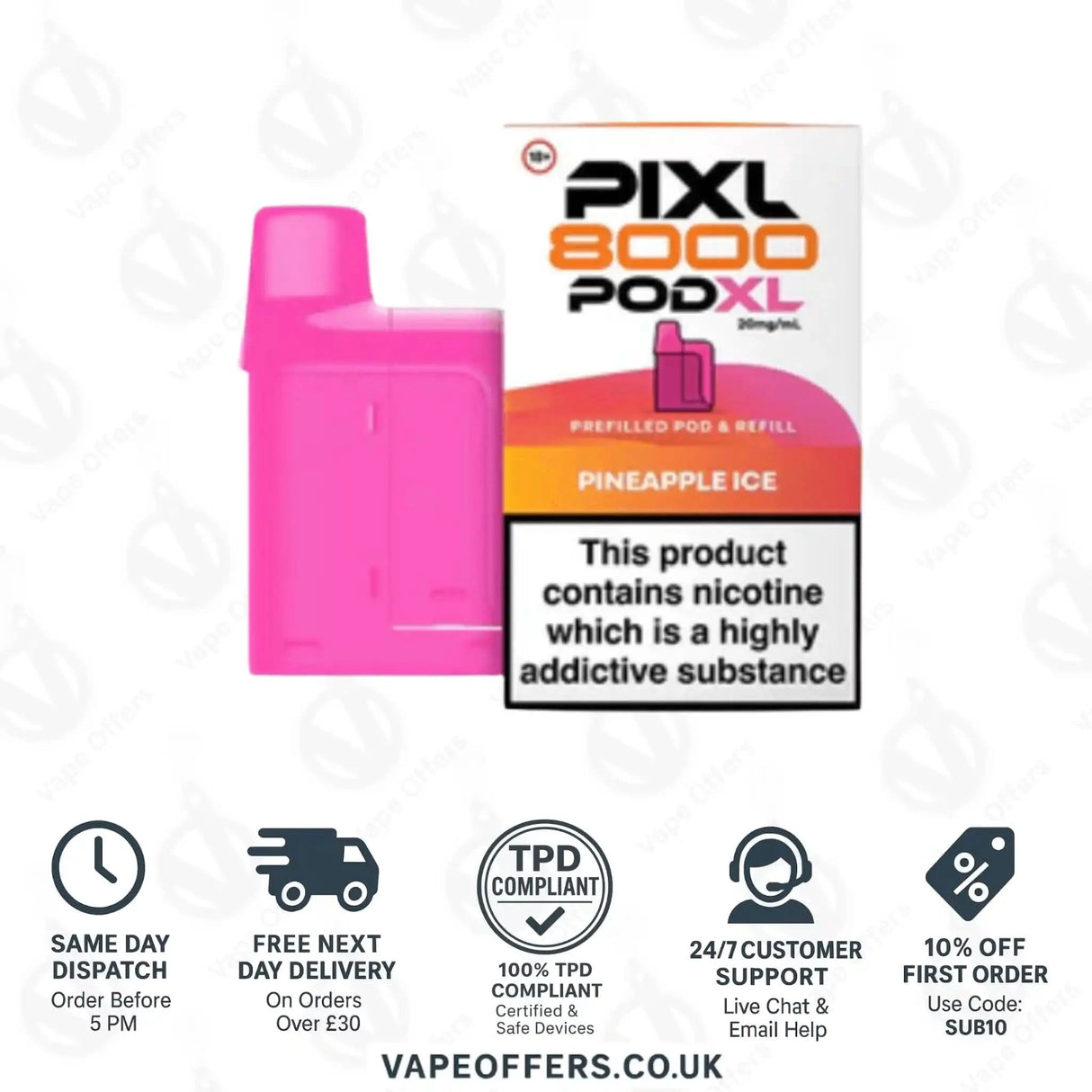 PIXL 8000 Prefilled Vape Pod Pineapple Ice