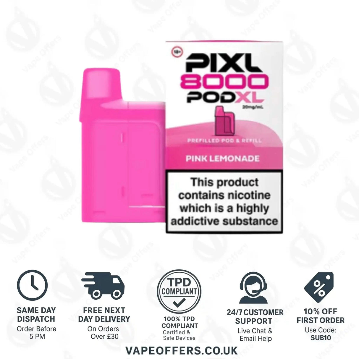 PIXL 8000 Prefilled Vape Pod Pink Lemonade