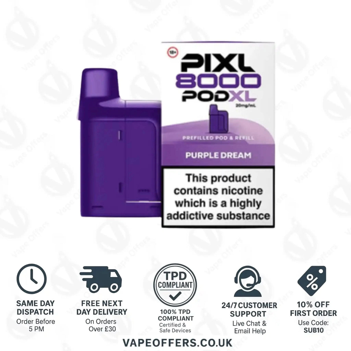 PIXL 8000 Prefilled Vape Pod Purple Dream
