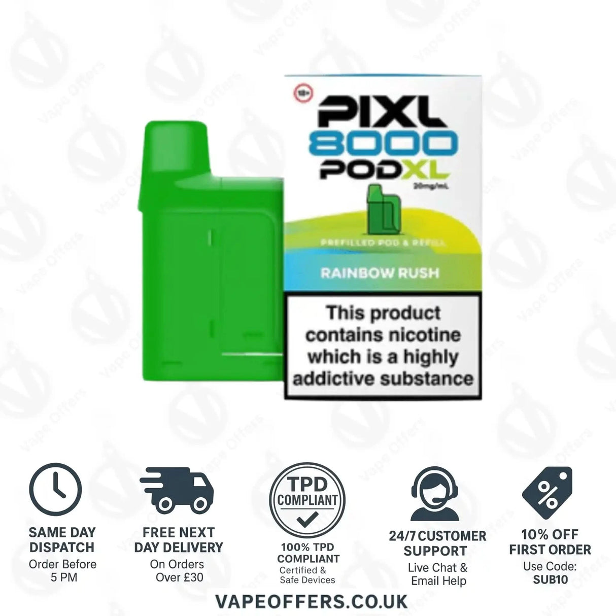 PIXL 8000 Prefilled Vape Pod Rainbow Rush
