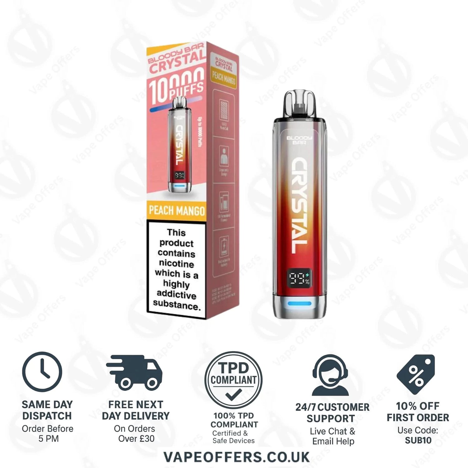 Peach Mango Bloody Bar Crystal 10K Prefilled Pod Kit