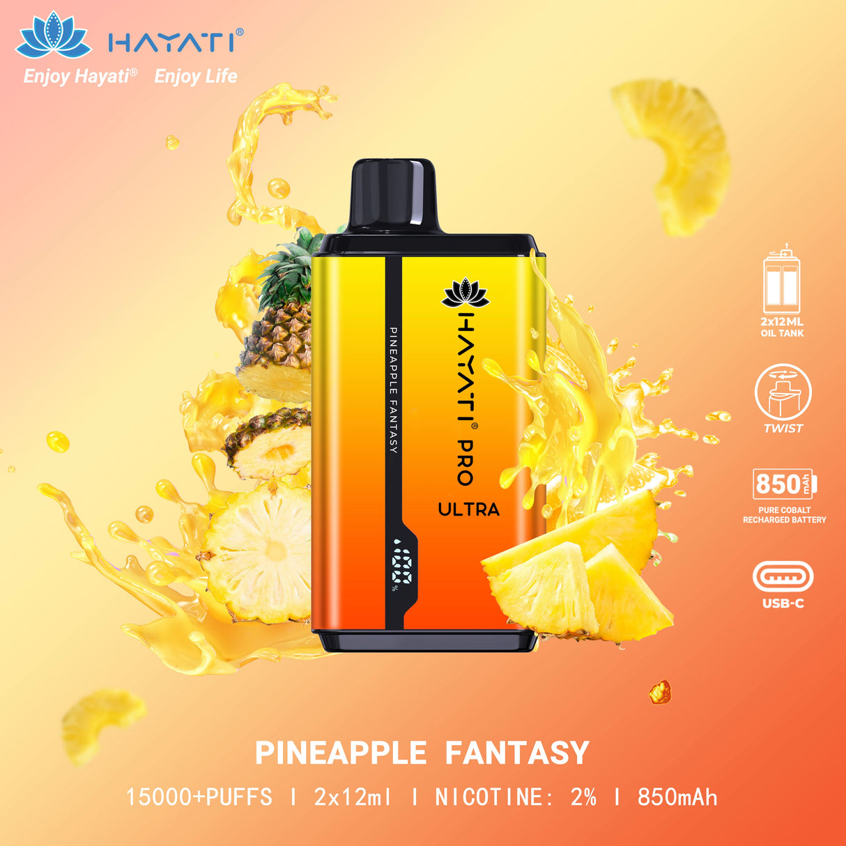 Pineapple Fantasy - Hayati Pro Ultra 15000 Puffs Vape