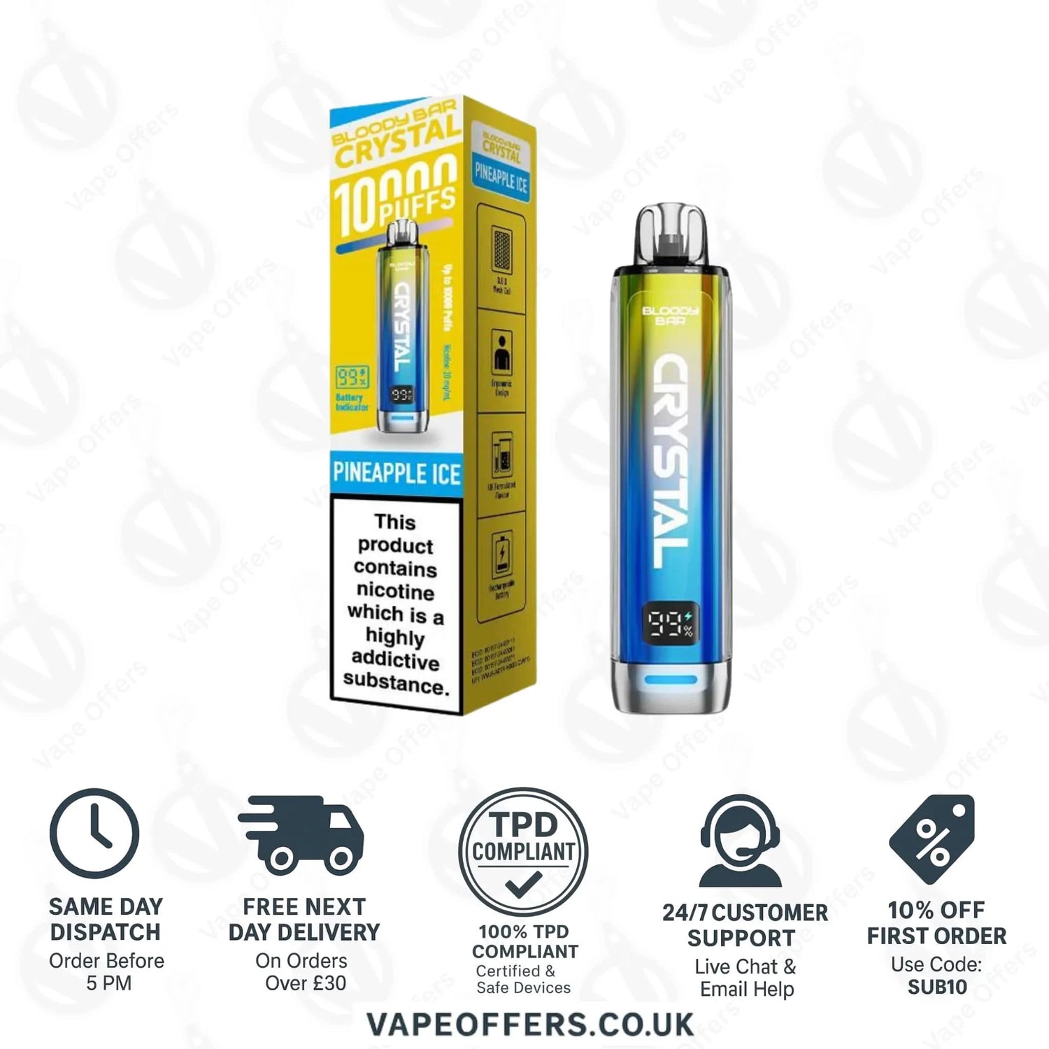 Pineapple Ice Bloody Bar Crystal 10K Prefilled Pod Kit