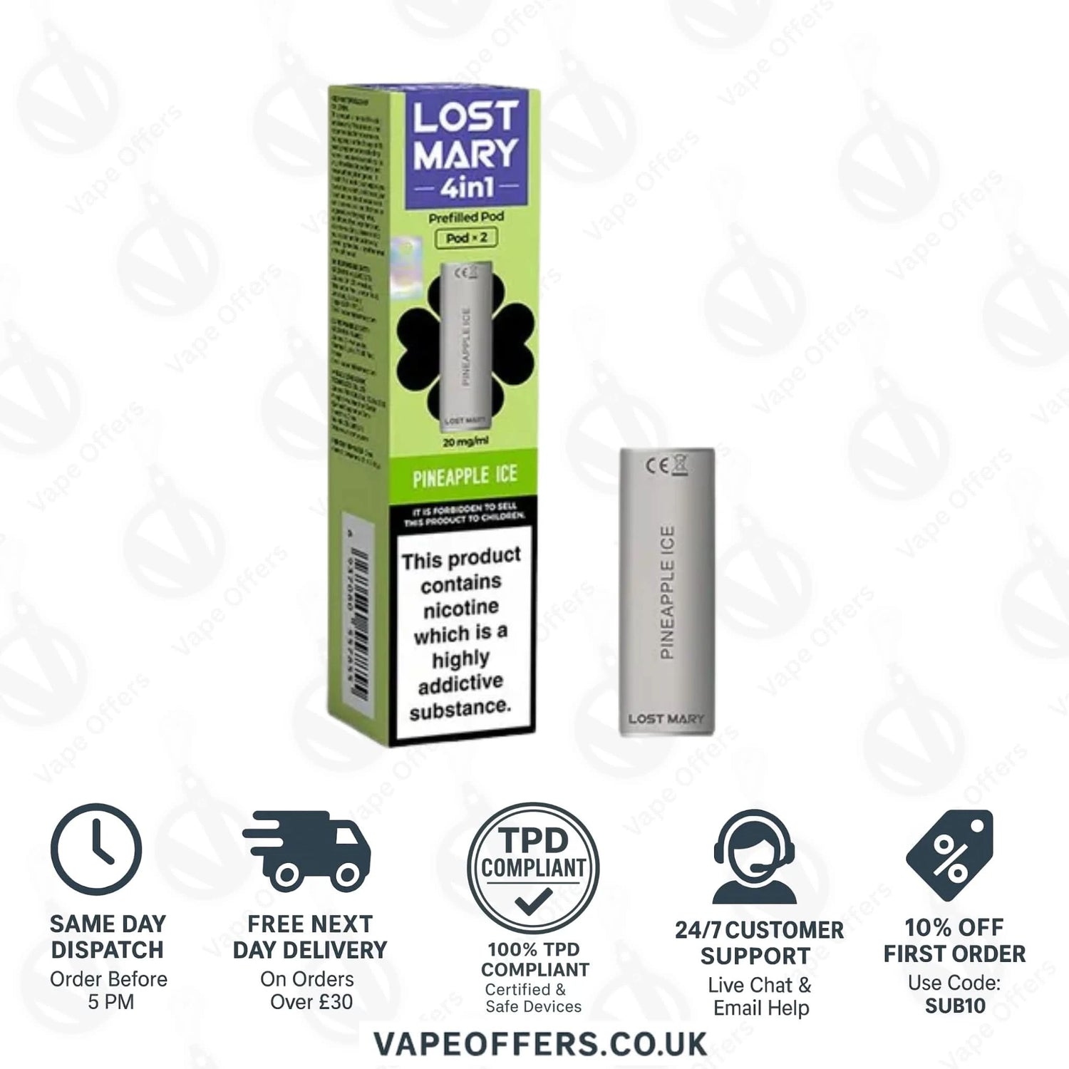 Pineapple Ice Lost Mary 4 in 1 Prefilled Pods