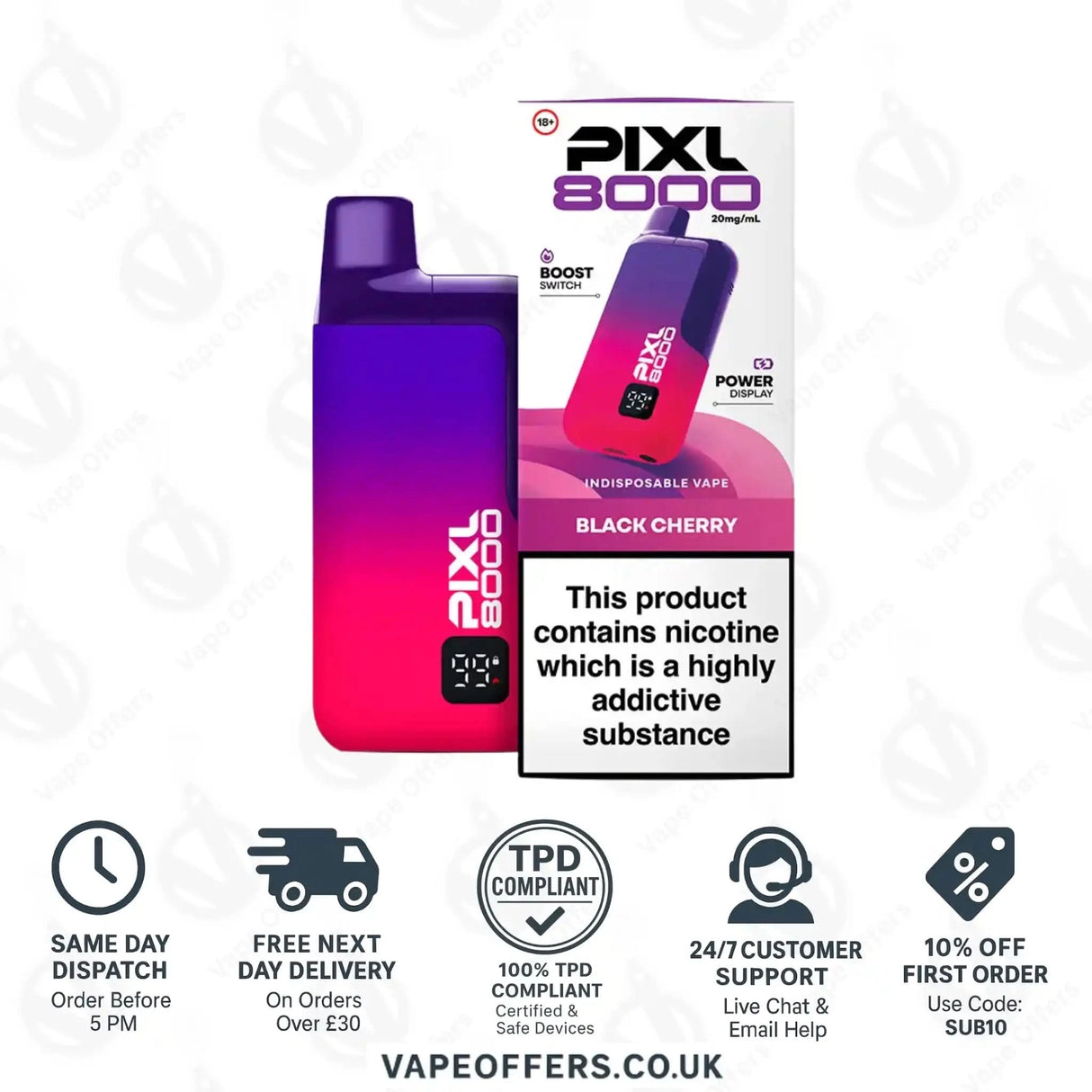 Pixl 8000 Puffs Vape Kit Black Cherry