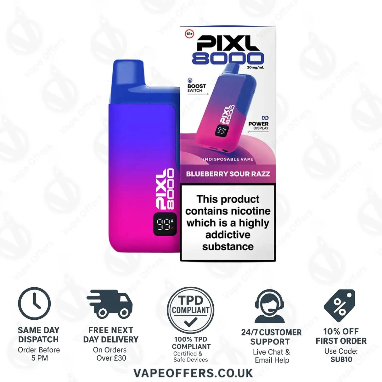 Pixl 8000 Puffs Vape Kit Blueberry Sour Razz