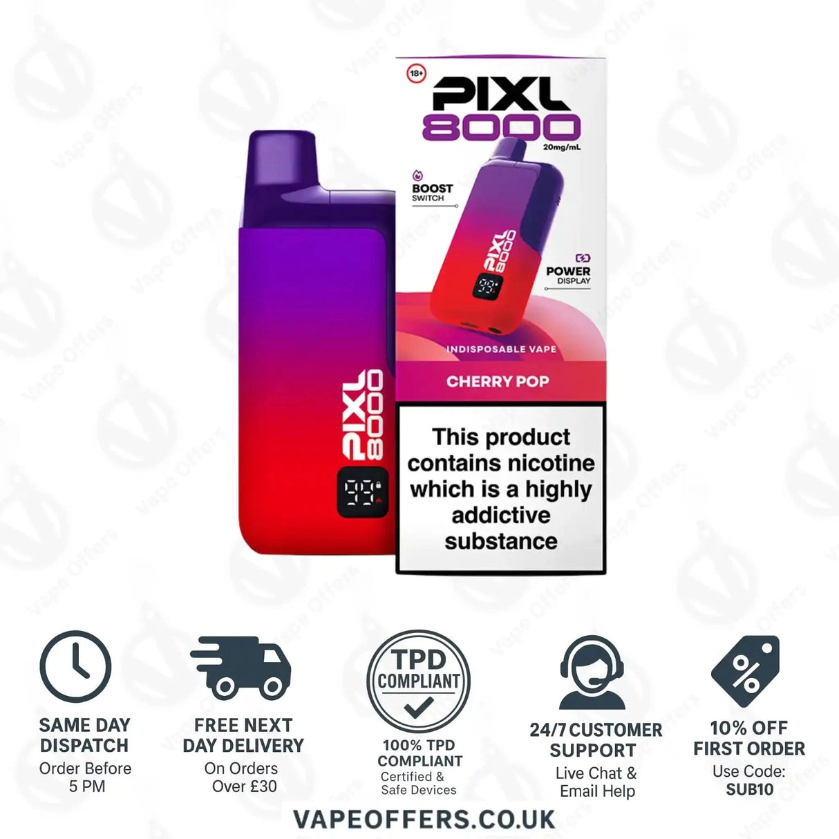 Pixl 8000 Puffs Vape Kit Cherry Pop