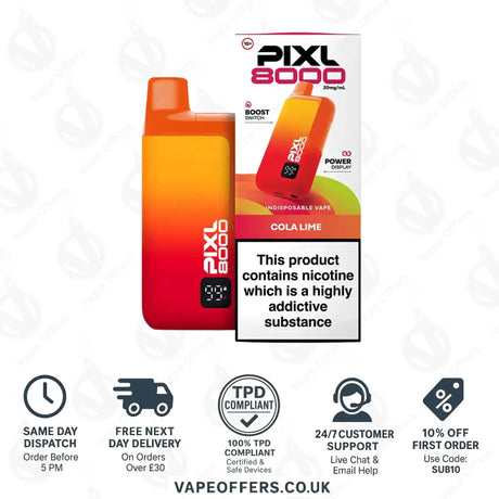 Pixl 8000 Puffs Vape Kit Cola Lime