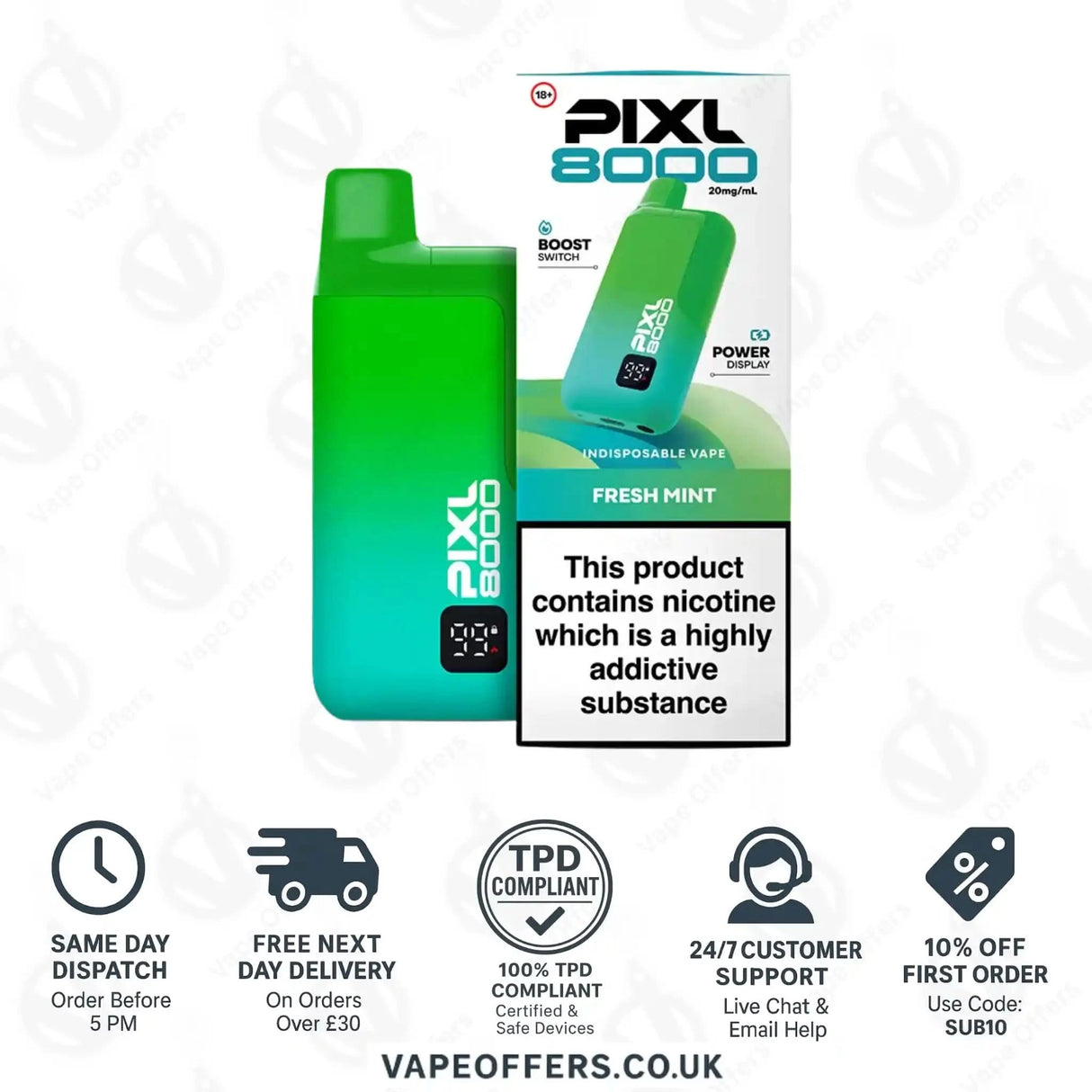 Pixl 8000 Puffs Vape Kit Fresh Mint