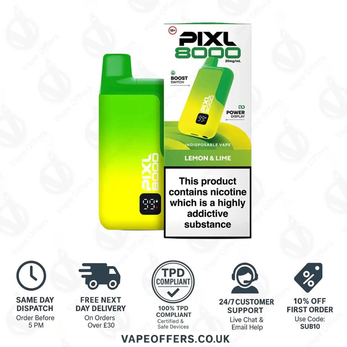 Pixl 8000 Puffs Vape Kit Lemon Lime