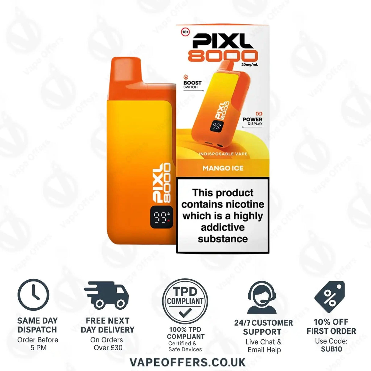 Pixl 8000 Puffs Vape Kit Mango Ice