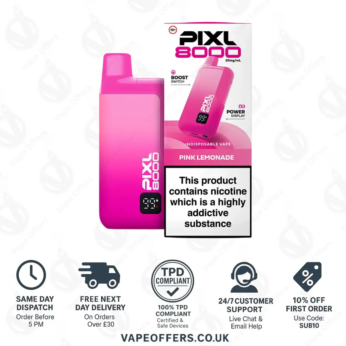 Pixl 8000 Puffs Vape Kit Pink Lemonade