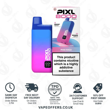 Pixl 8000 Puffs Vape Kit Pink Razz