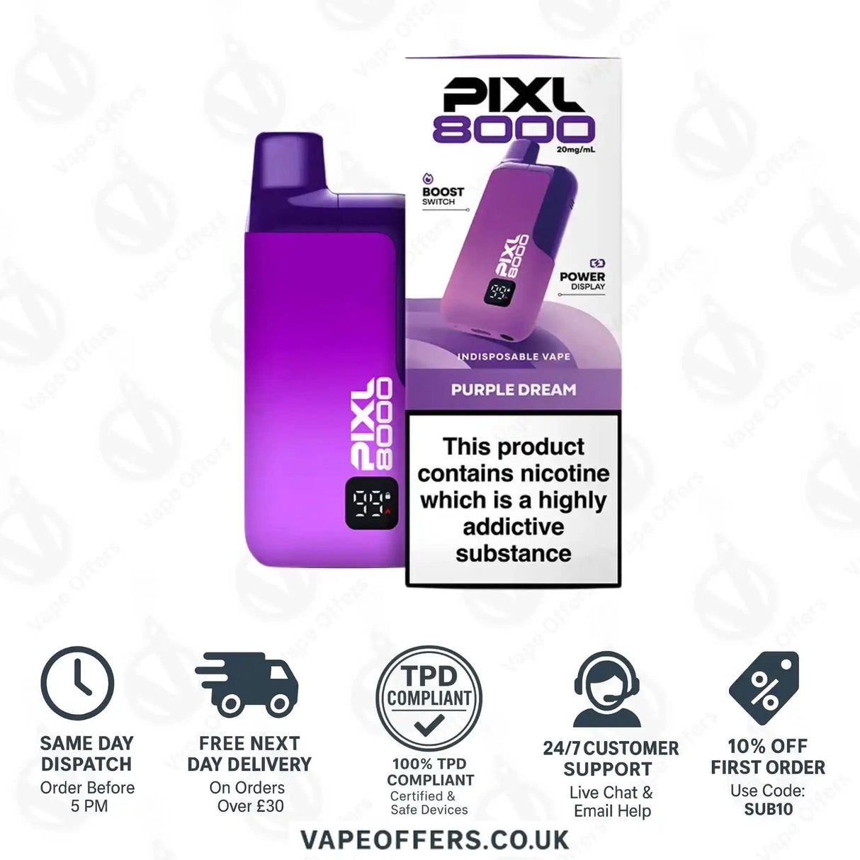 Pixl 8000 Puffs Vape Kit Purple Dream