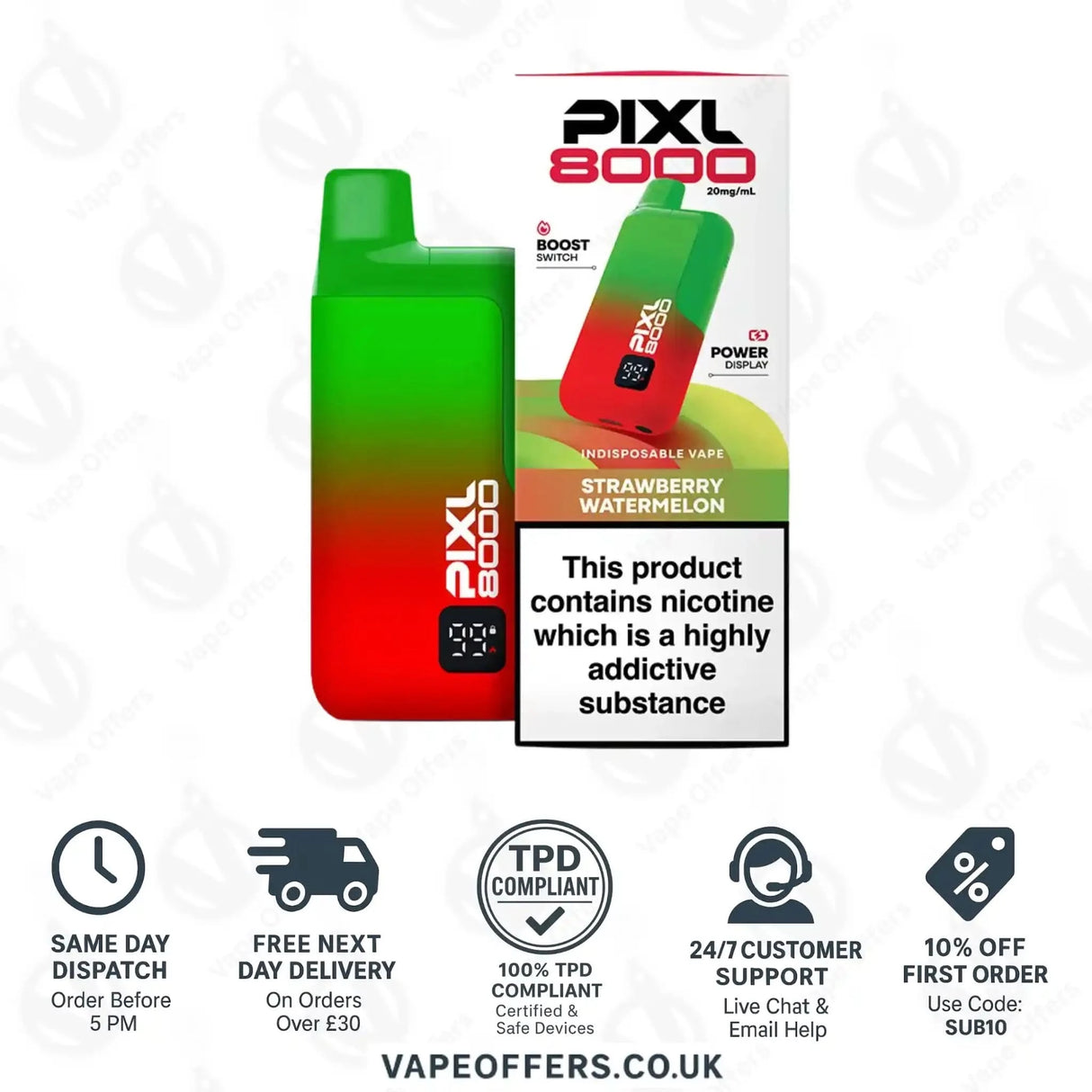 Pixl 8000 Puffs Vape Kit Strawberry Watermelon