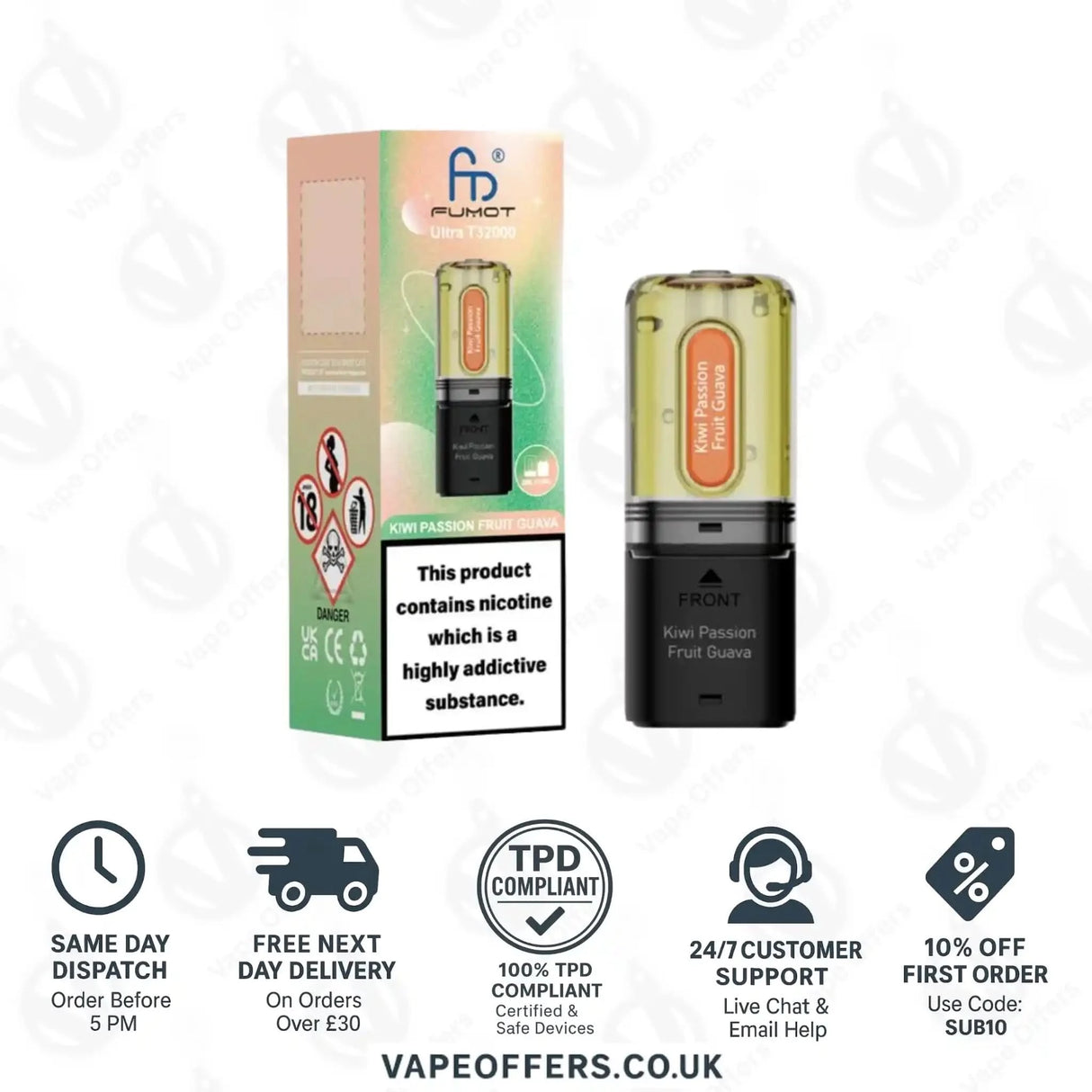 RandM Fumot Ultra T32K Prefilled Pods Kiwi Passion Fruit Guava