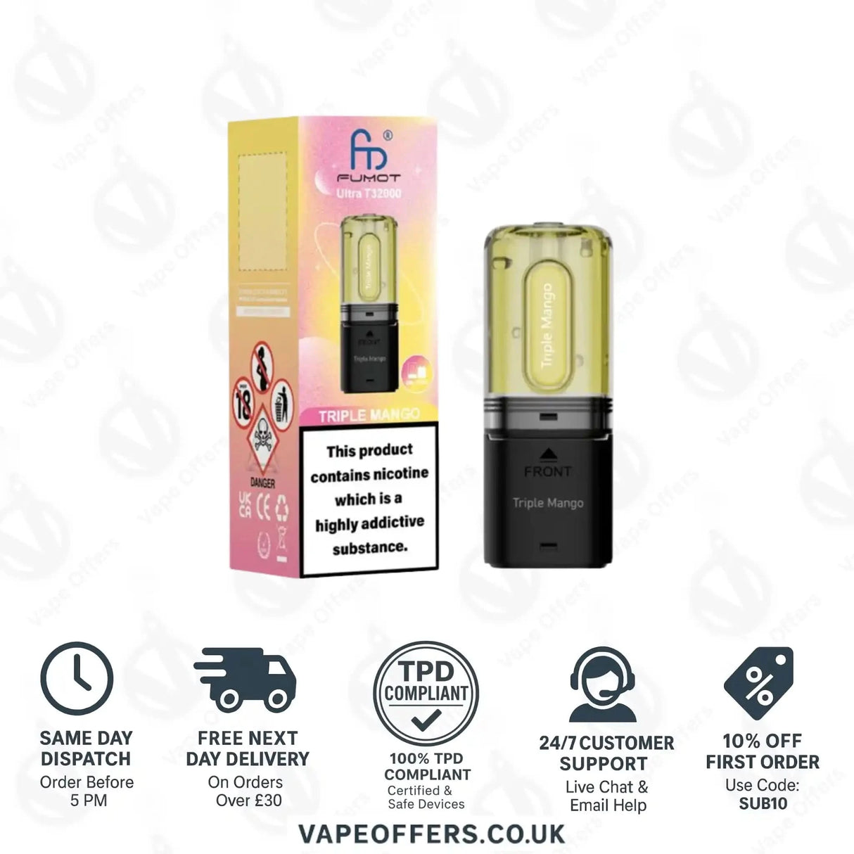 RandM Fumot Ultra T32K Prefilled Pods Triple Mango