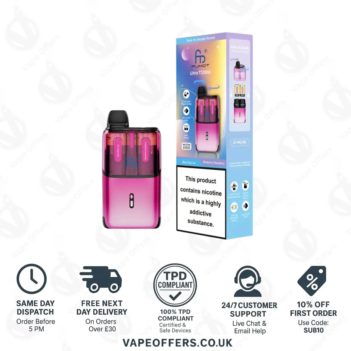 RandM Fumot Ultra T32K Puffs Prefilled Pod Kit Blue Razz Ice