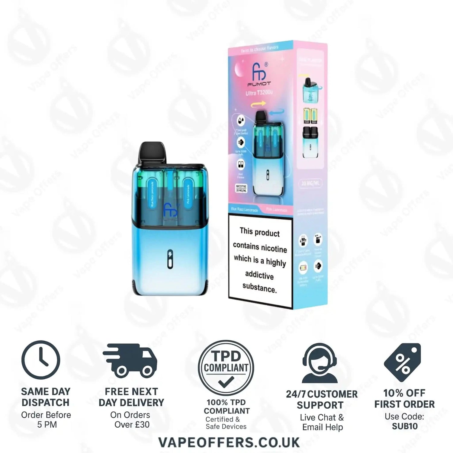 RandM Fumot Ultra T32K Puffs Prefilled Pod Kit Blue Razz Lemonade