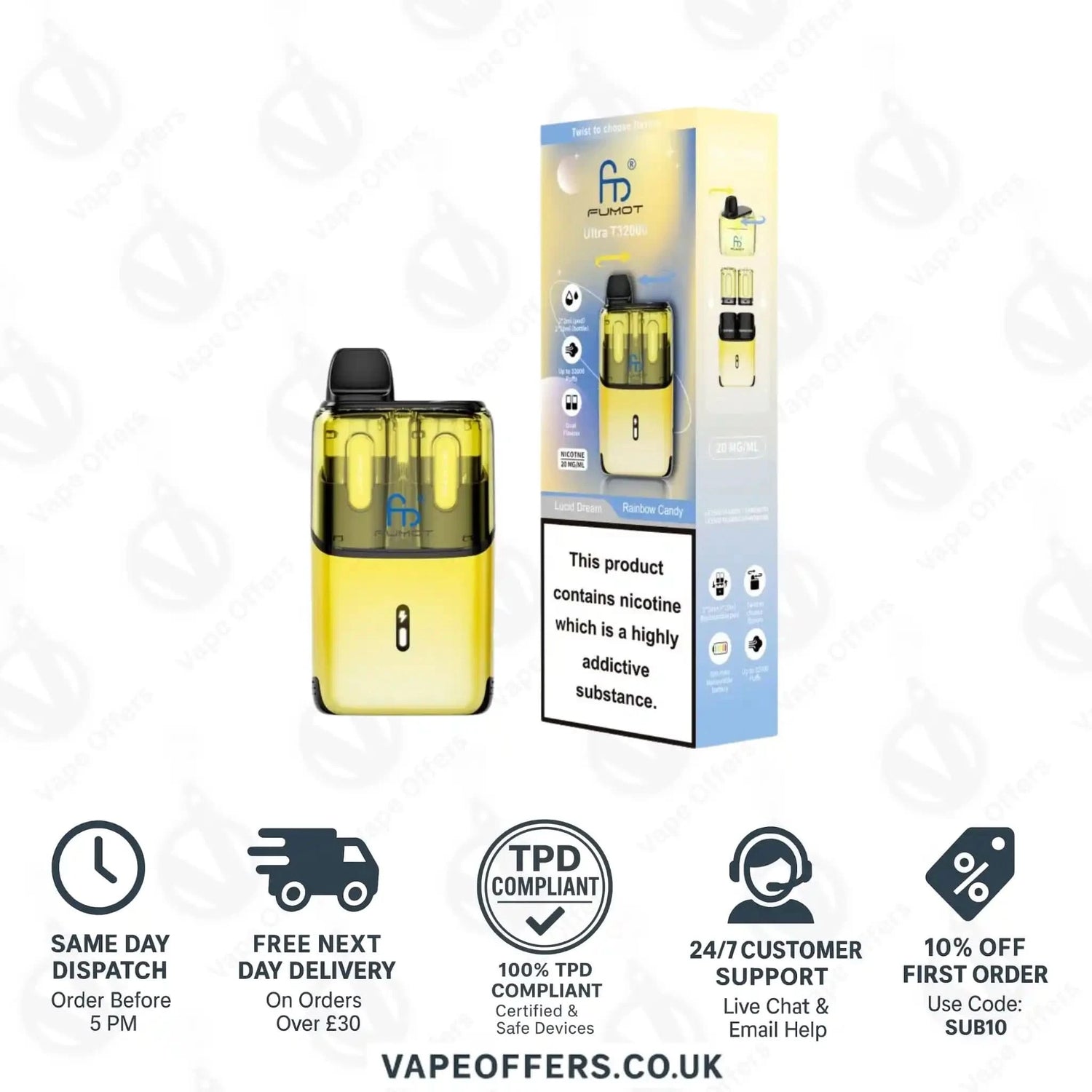 RandM Fumot Ultra T32K Puffs Prefilled Pod Kit Rainbow Candy