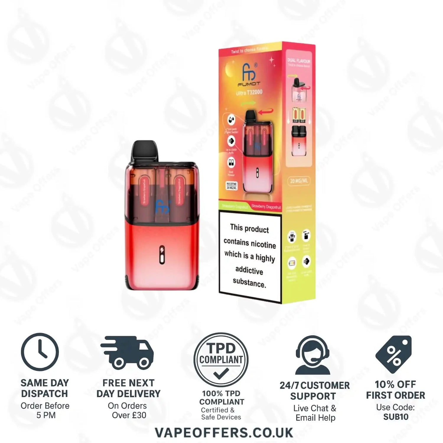 RandM Fumot Ultra T32K Puffs Prefilled Pod Kit Strawberry Grape Fruit