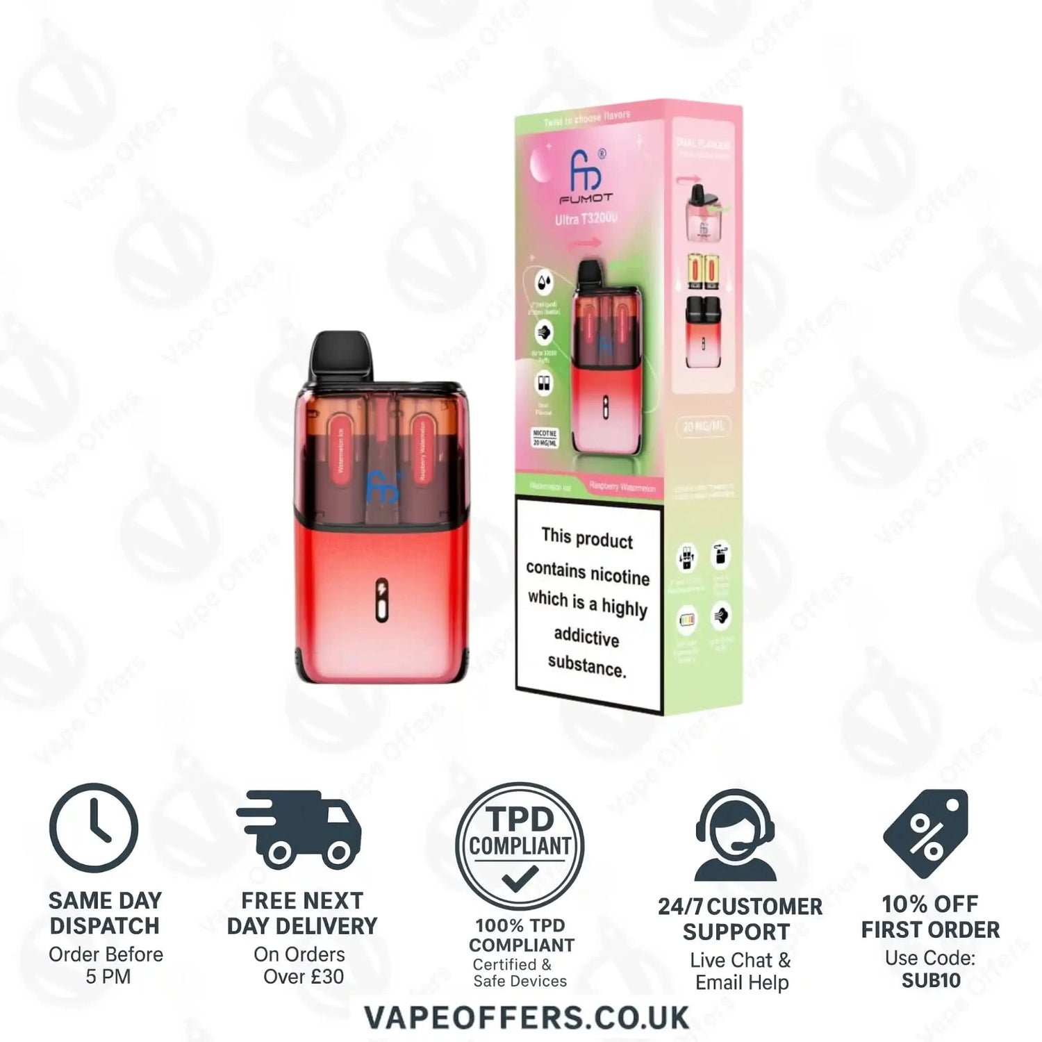 RandM Fumot Ultra T32K Puffs Prefilled Pod Kit Watermelon Ice