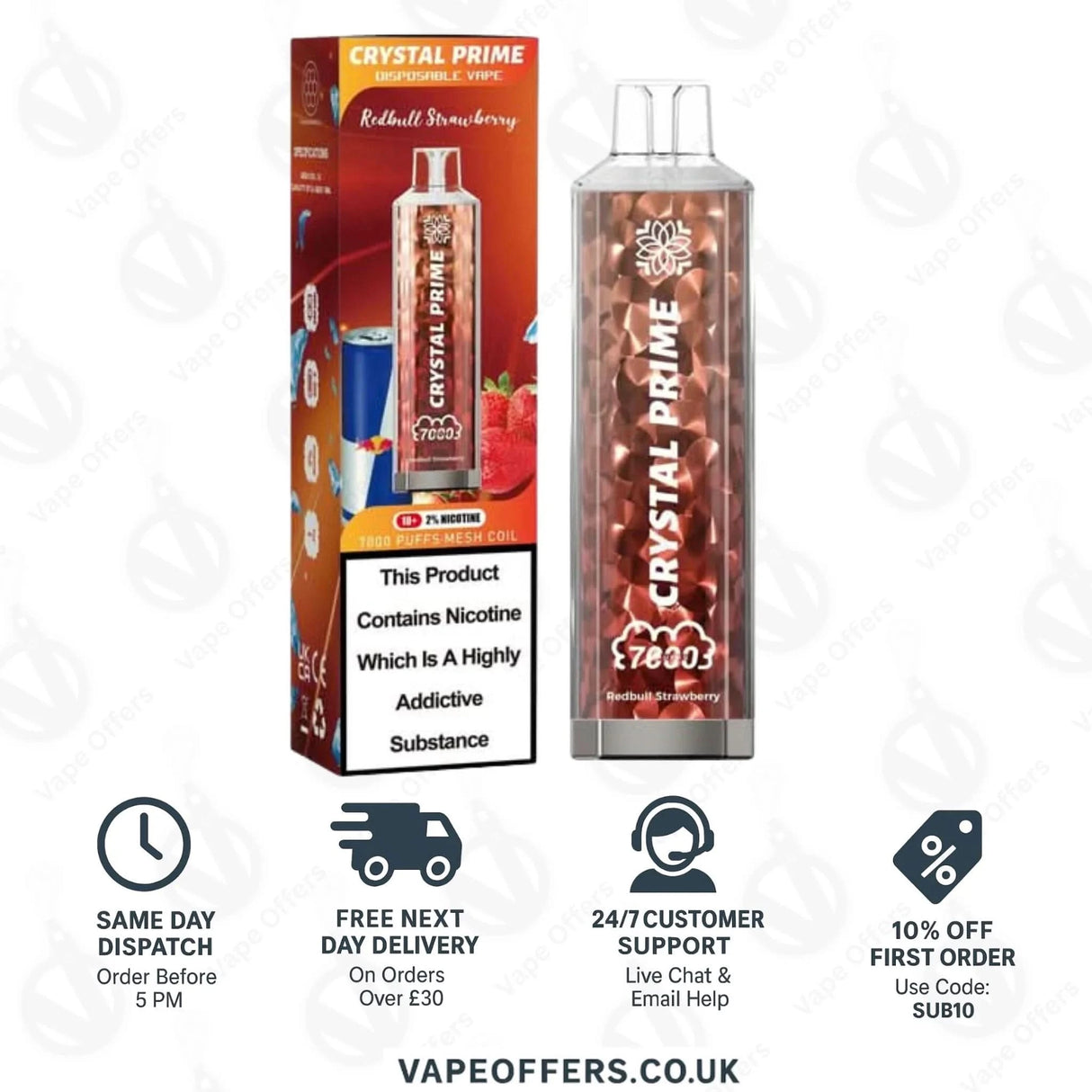 Redbull Strawberry Crystal Prime 7000 Vape