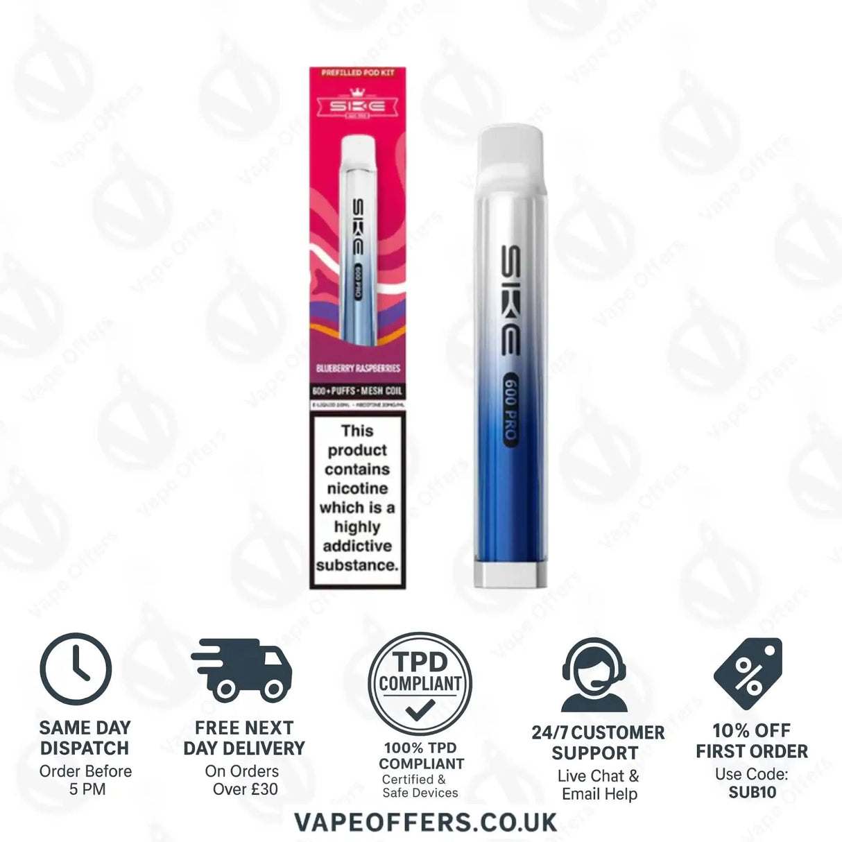 SKE 600 Pro Prefilled Pod Vape Kit Blueberry Raspberries