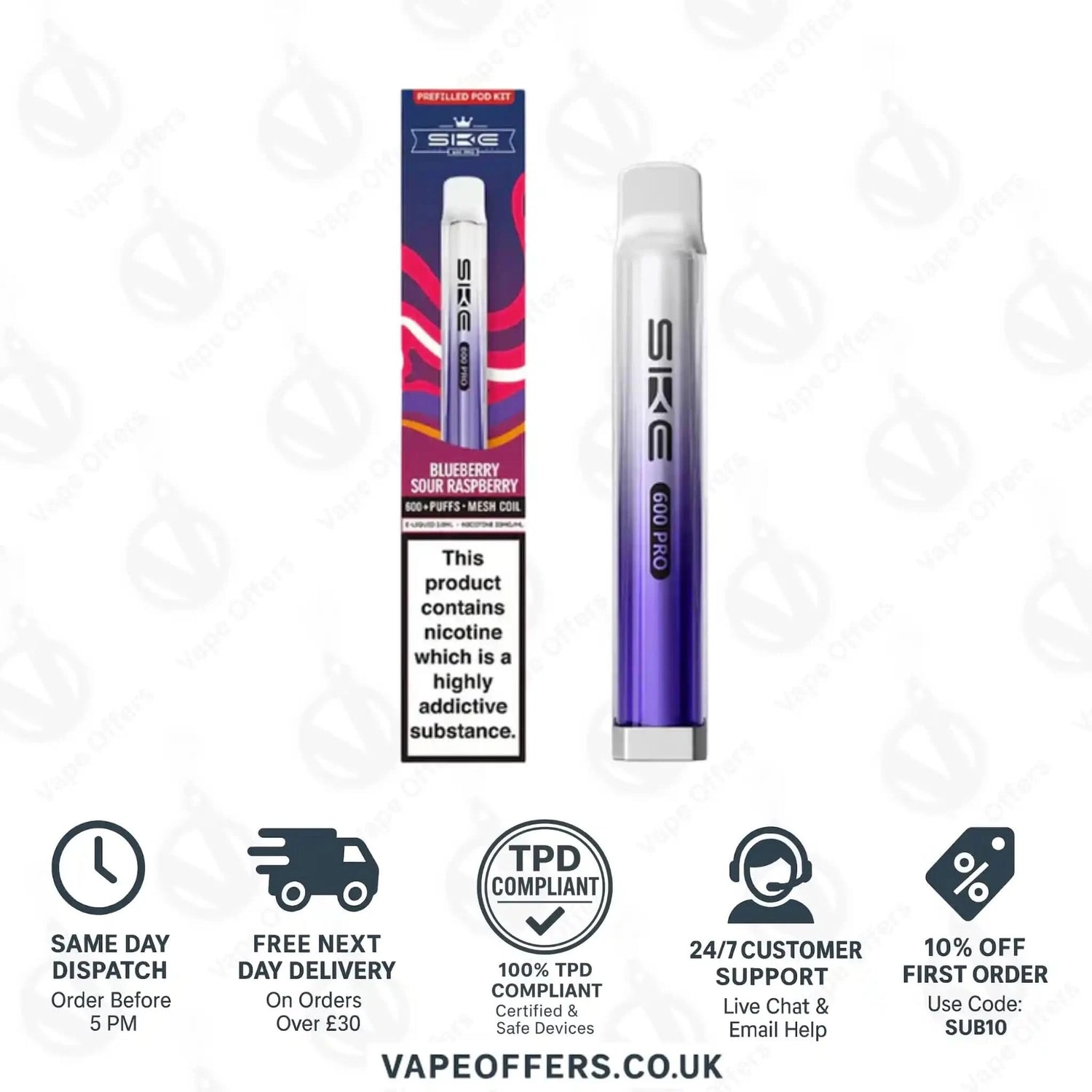 SKE 600 Pro Prefilled Pod Vape Kit Blueberry Sour Raspberry