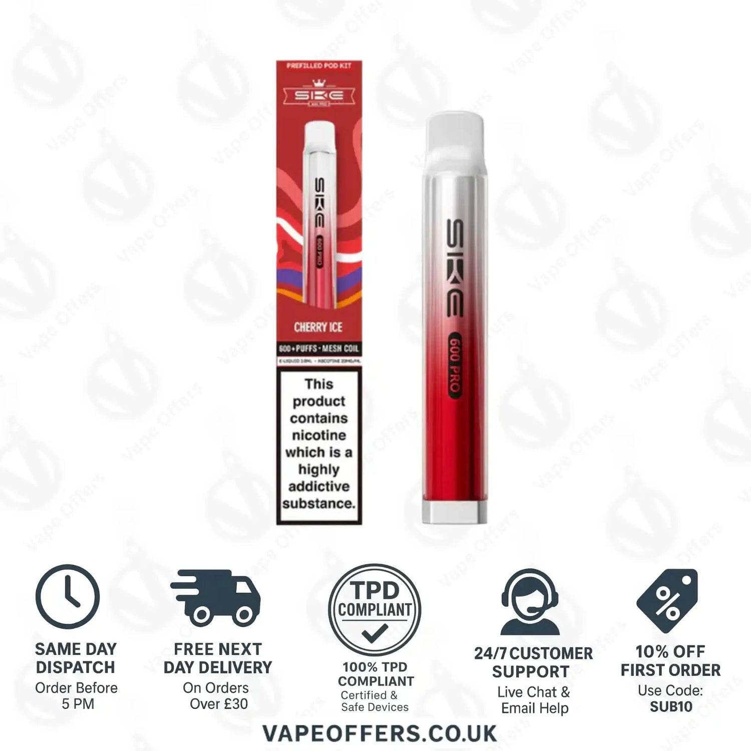 SKE 600 Pro Prefilled Pod Vape Kit Cherry Ice