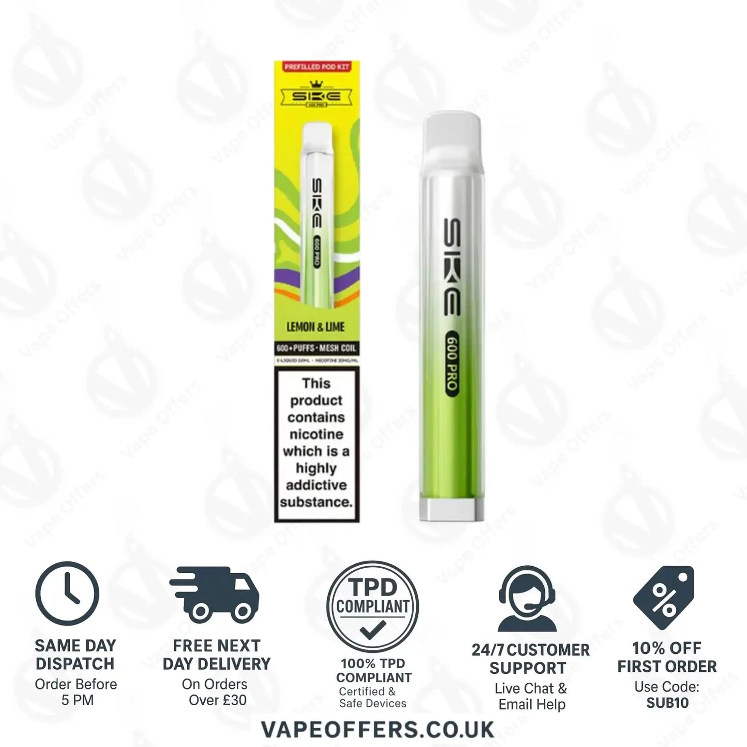 SKE 600 Pro Prefilled Pod Vape Kit Lemon & Lime