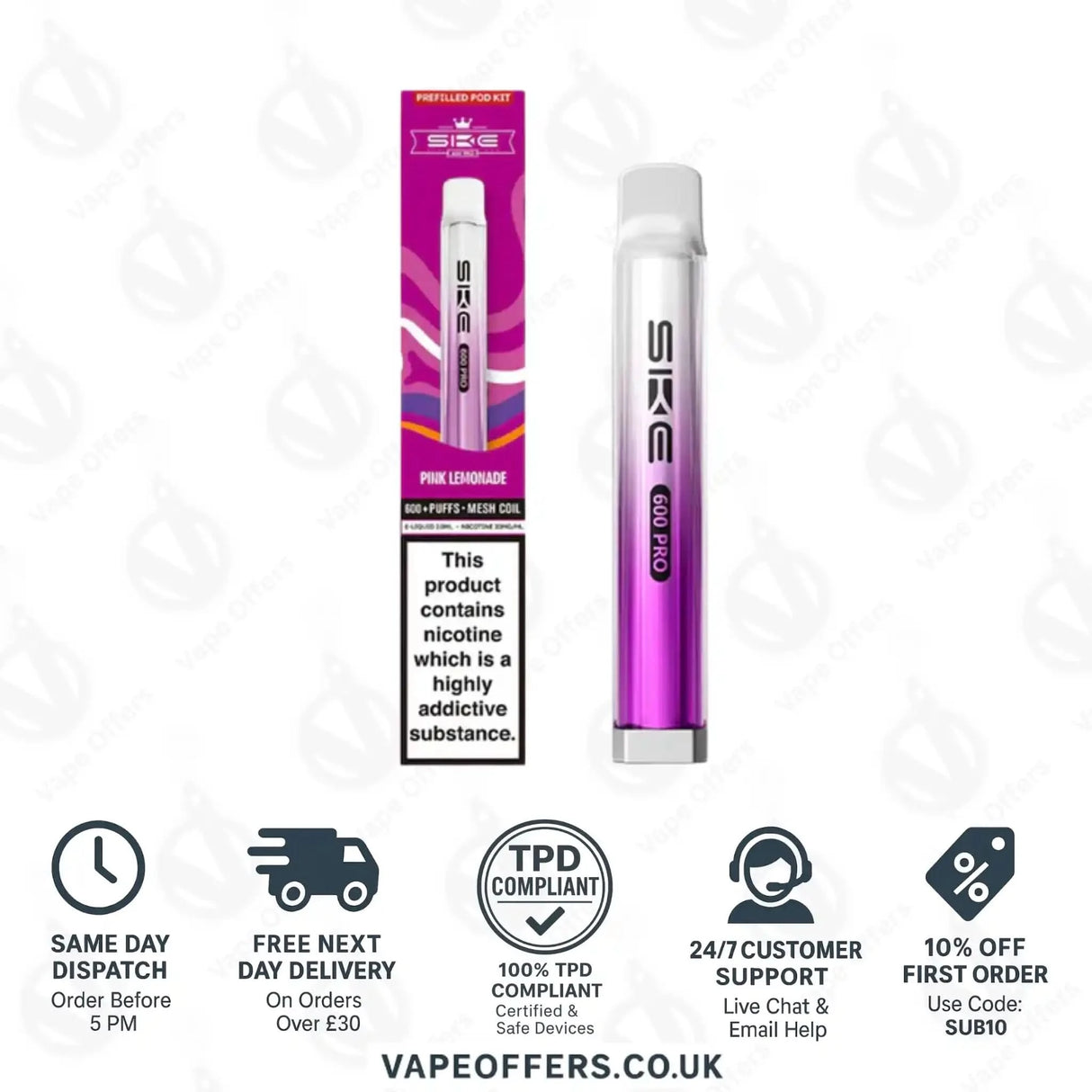 SKE 600 Pro Prefilled Pod Vape Kit Pink Lemonade