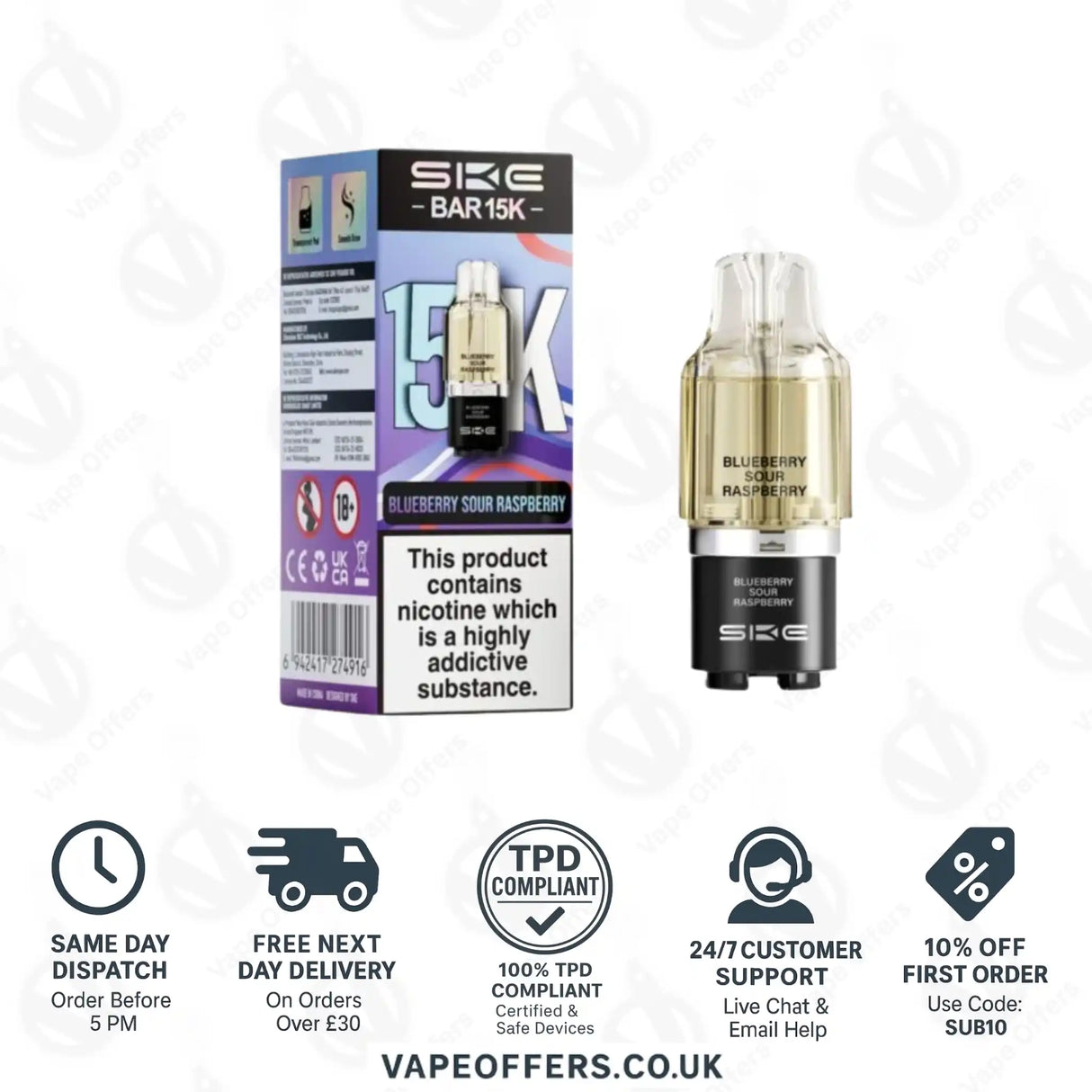 SKE Bar 15K Blueberry Sour Raspberry Refill Pods
