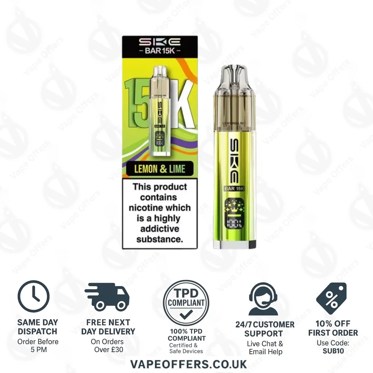 SKE Bar 15K Lemon & Lime Prefilled Pod Kit
