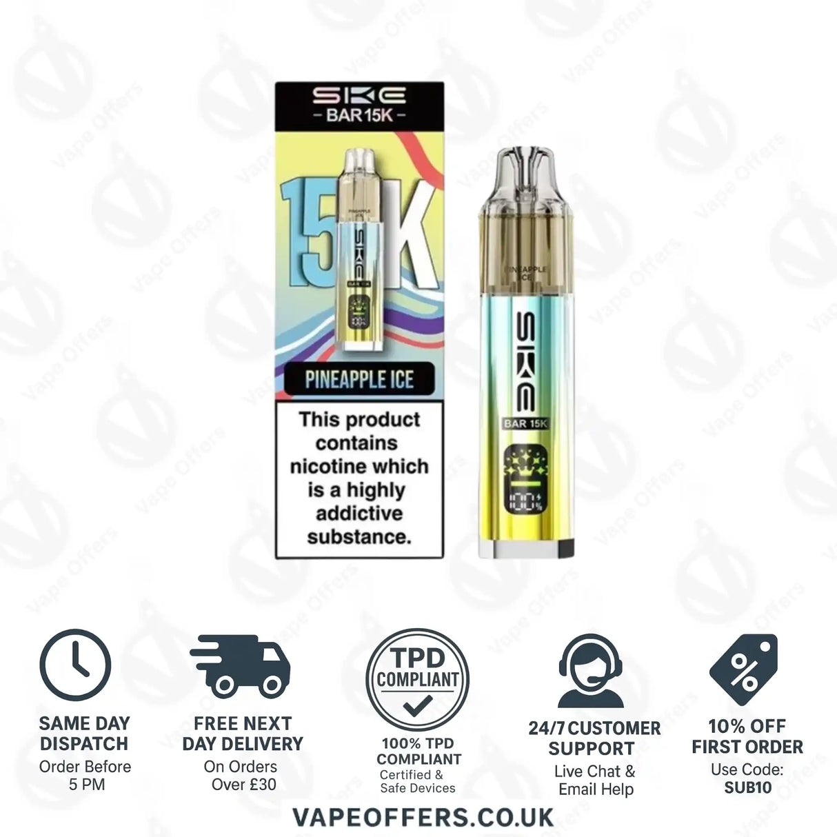 SKE Bar 15K Pineapple Ice Prefilled Pod Kit