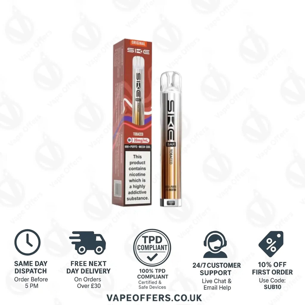 SKE Bar 600 Prefilled Pod Kit Tobacco