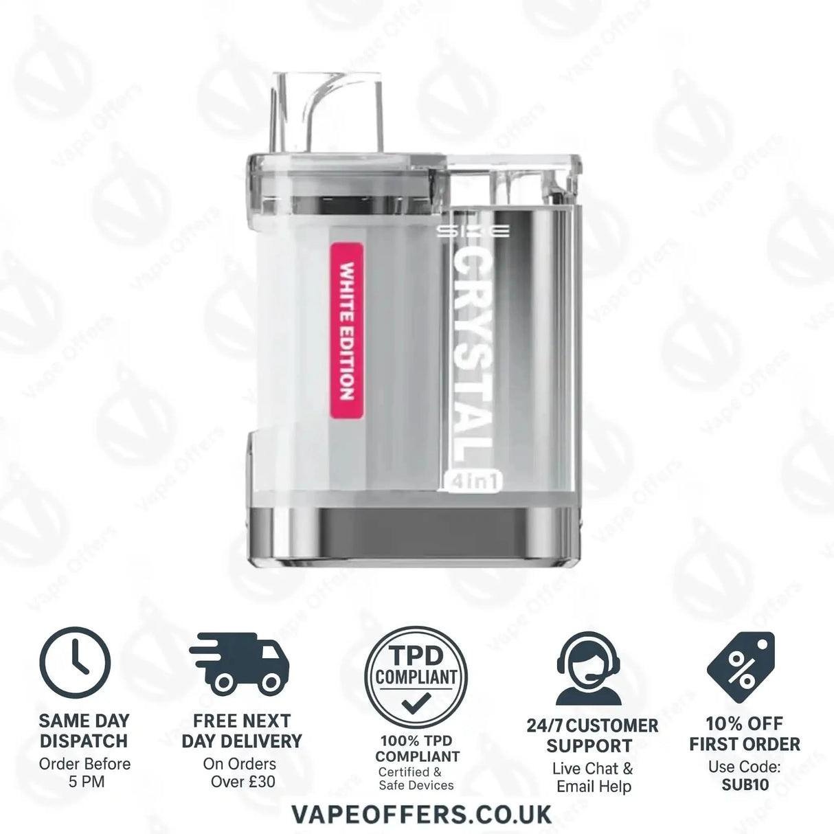 SKE Crystal 4-in-1 Prefilled Pod Kit White Edition