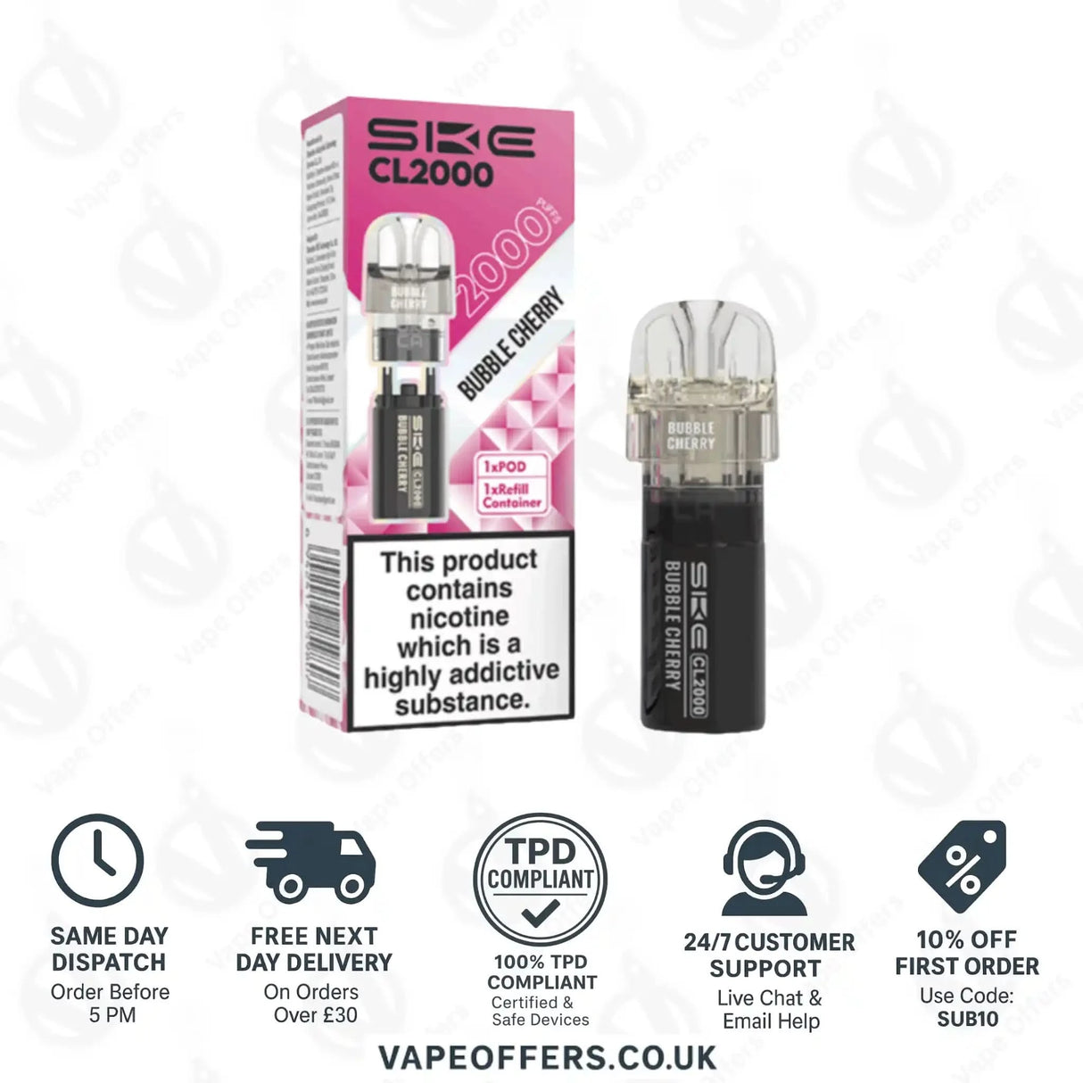 SKE Crystal CL2000 Prefilled Pod Bubble Cherry