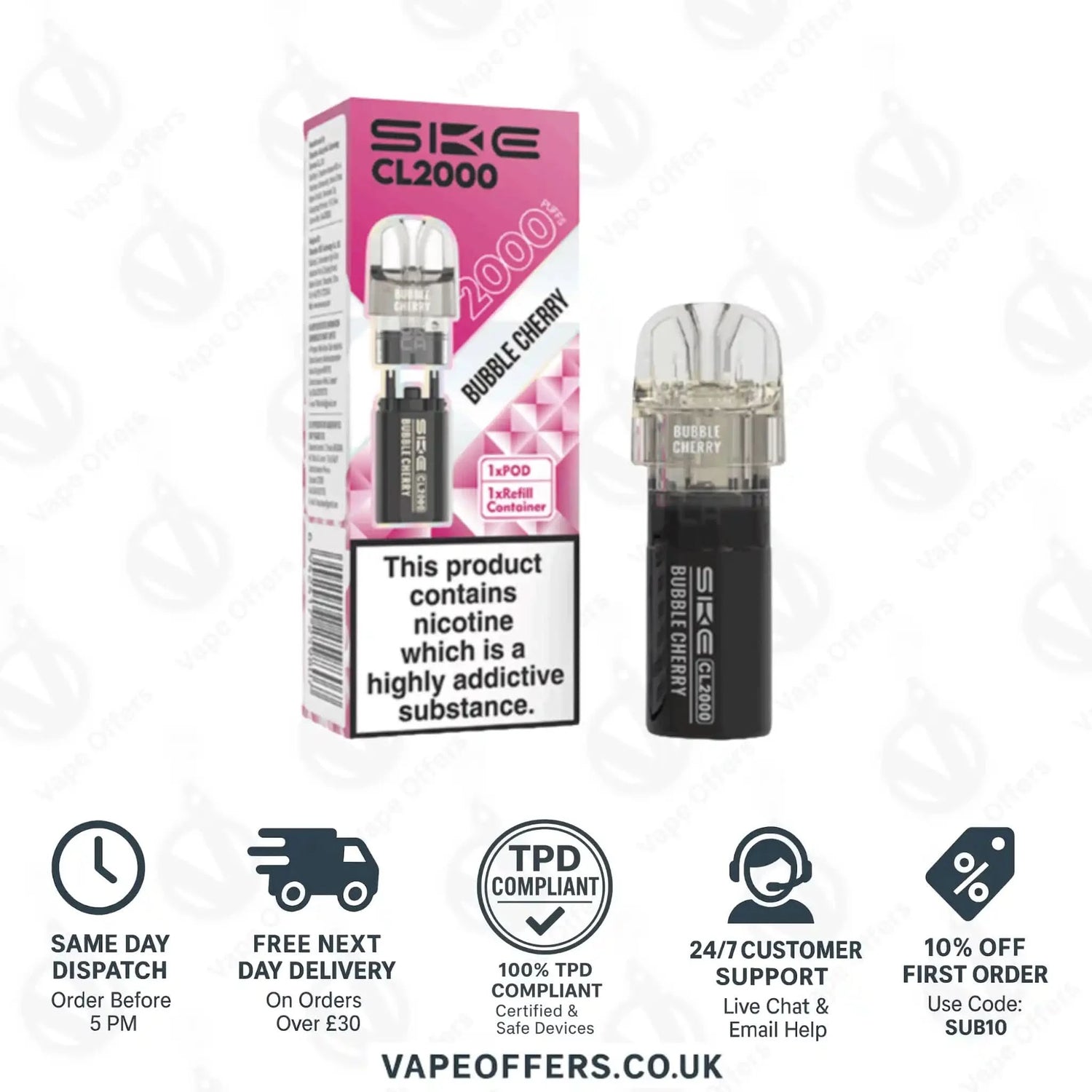 SKE Crystal CL2000 Prefilled Pod Bubble Cherry