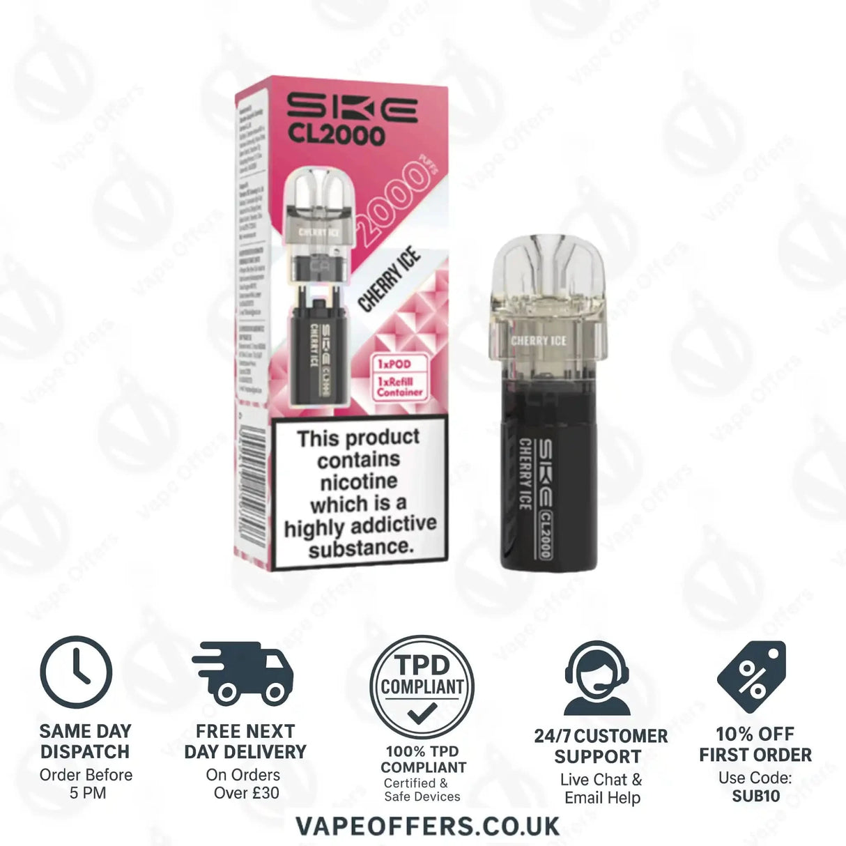 SKE Crystal CL2000 Prefilled Pod Cherry Ice