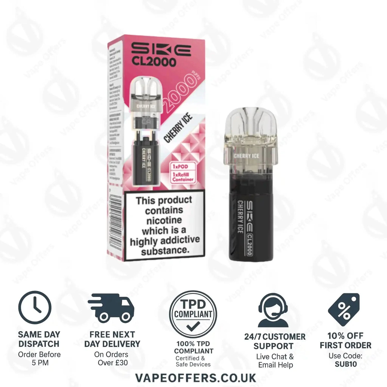 SKE Crystal CL2000 Prefilled Pod Cherry Ice