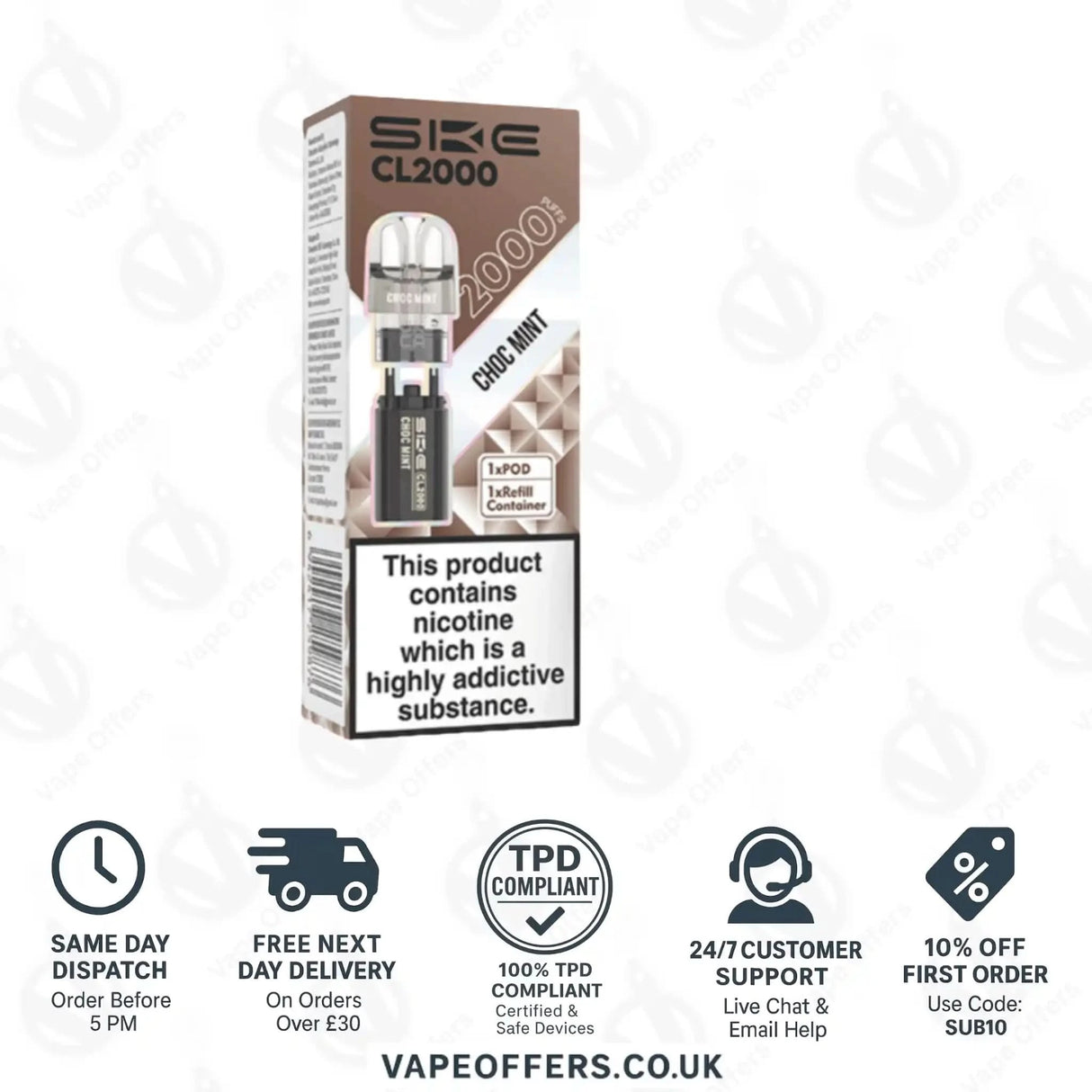 SKE Crystal CL2000 Prefilled Pod Choc Mint