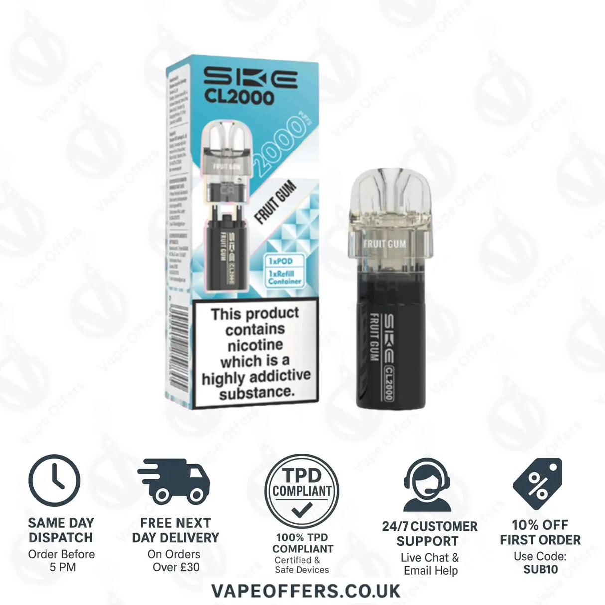 SKE Crystal CL2000 Prefilled Pod Fruit Gum