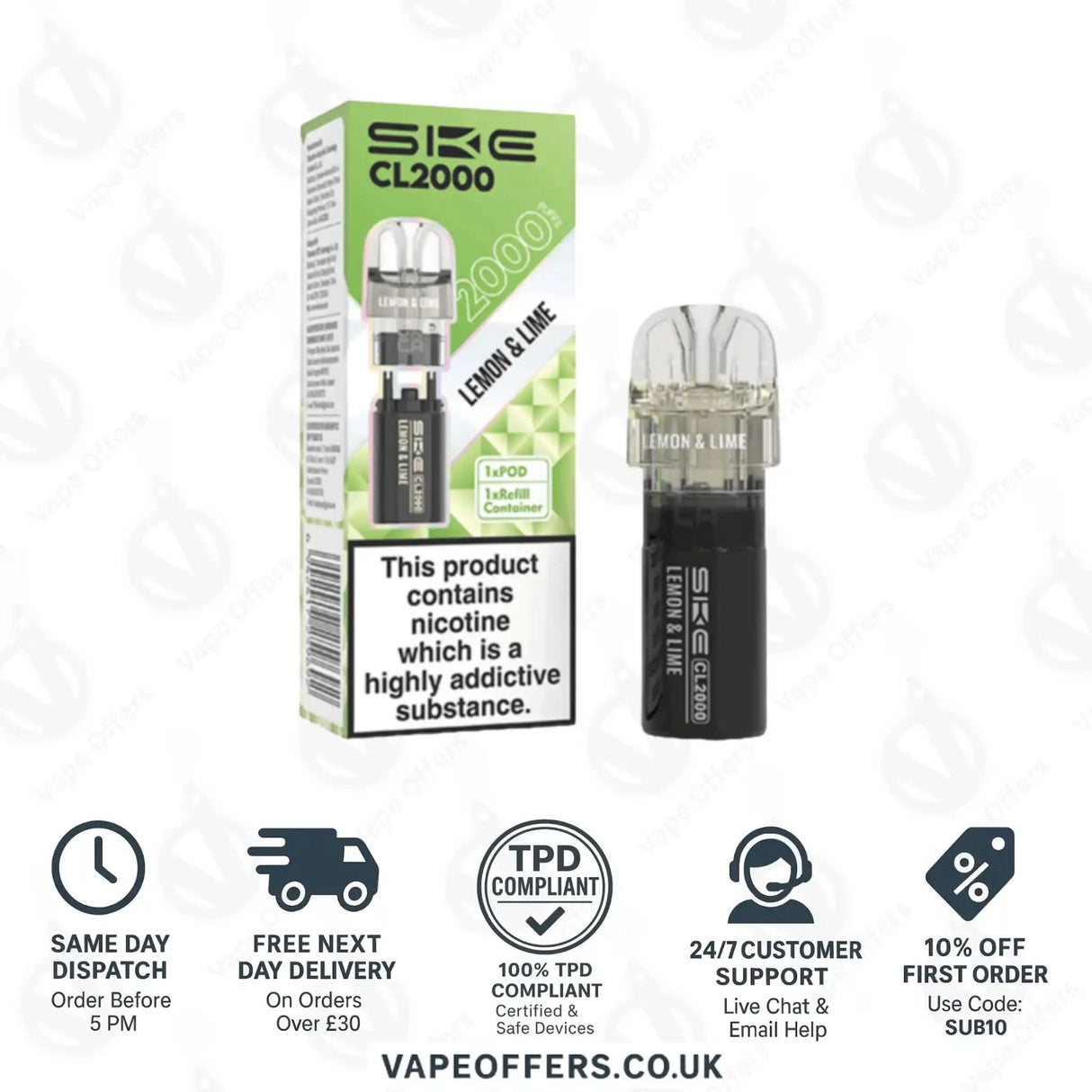 SKE Crystal CL2000 Prefilled Pod Lemon & Lime