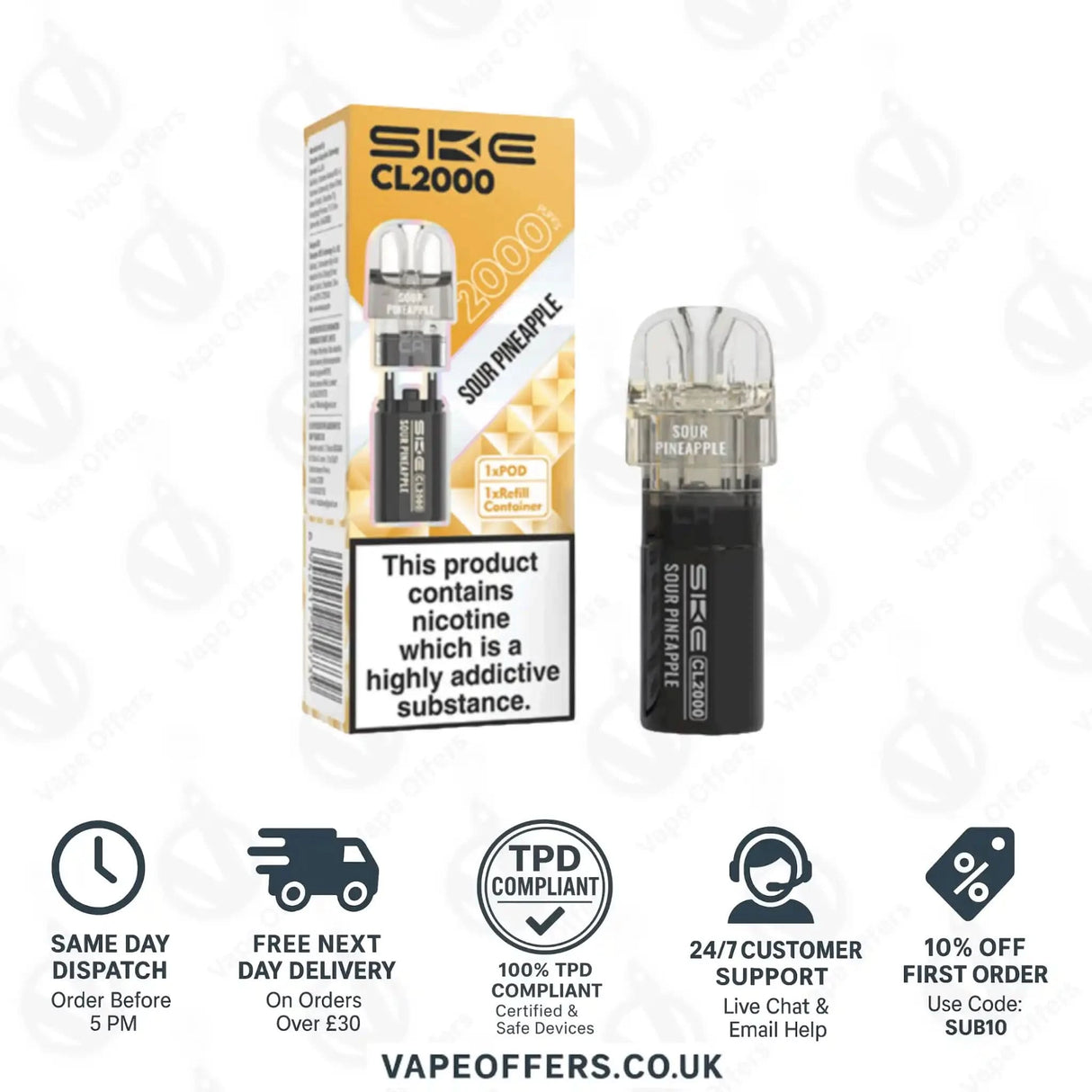 SKE Crystal CL2000 Prefilled Pod Sour Pineapple