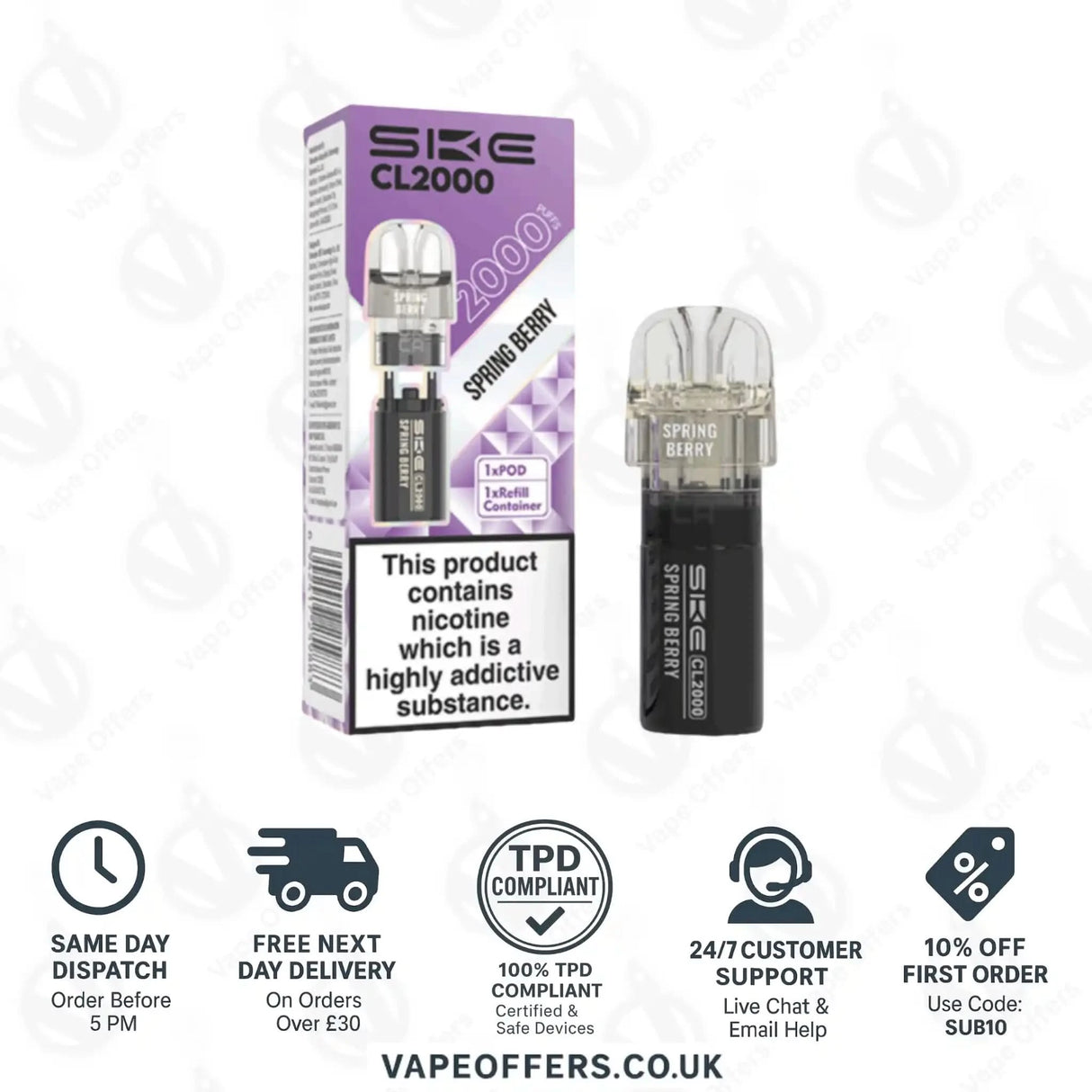 SKE Crystal CL2000 Prefilled Pod Spring Berry