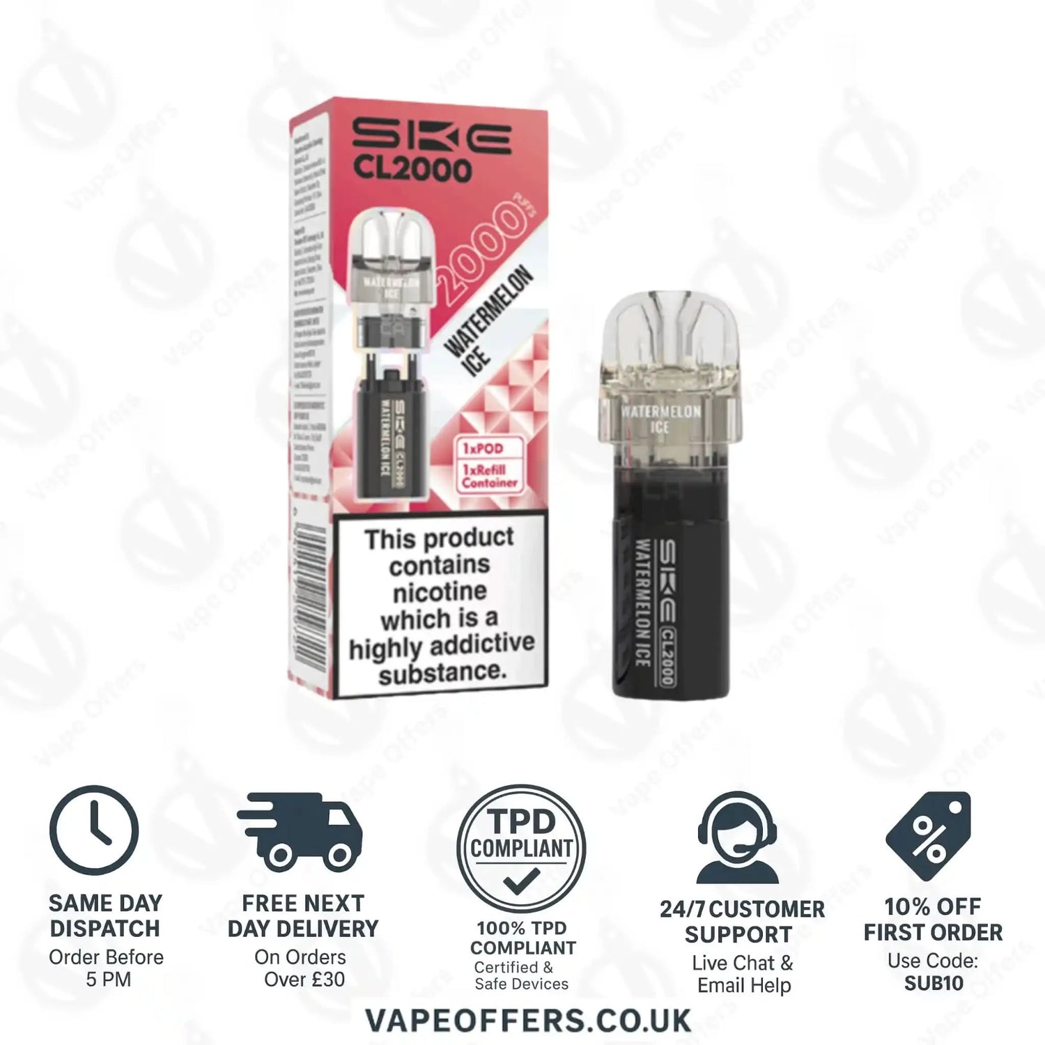 SKE Crystal CL2000 Prefilled Pod Watermelon Ice