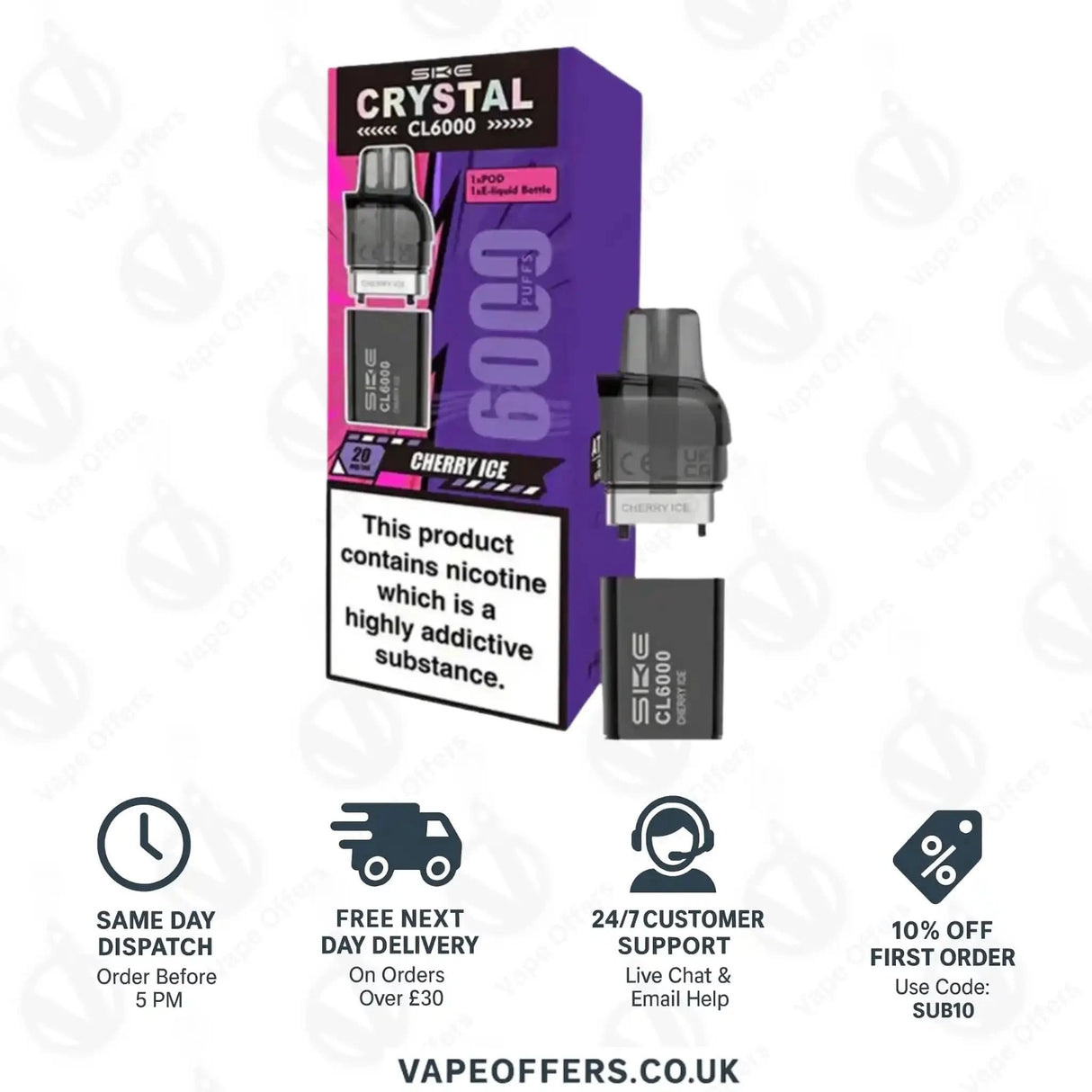 SKE Crystal CL6000 Cherry Ice Prefilled Vape Pods