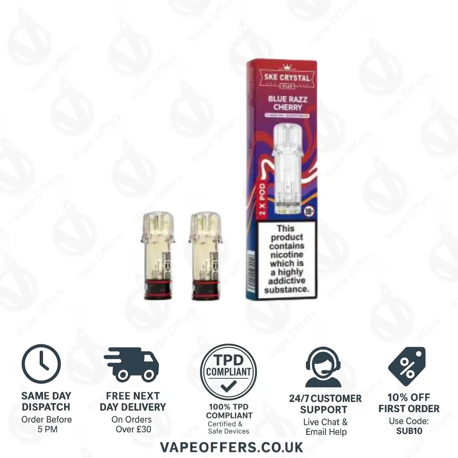 SKE Crystal PLUS Prefilled Pods Blue Razz Cherry